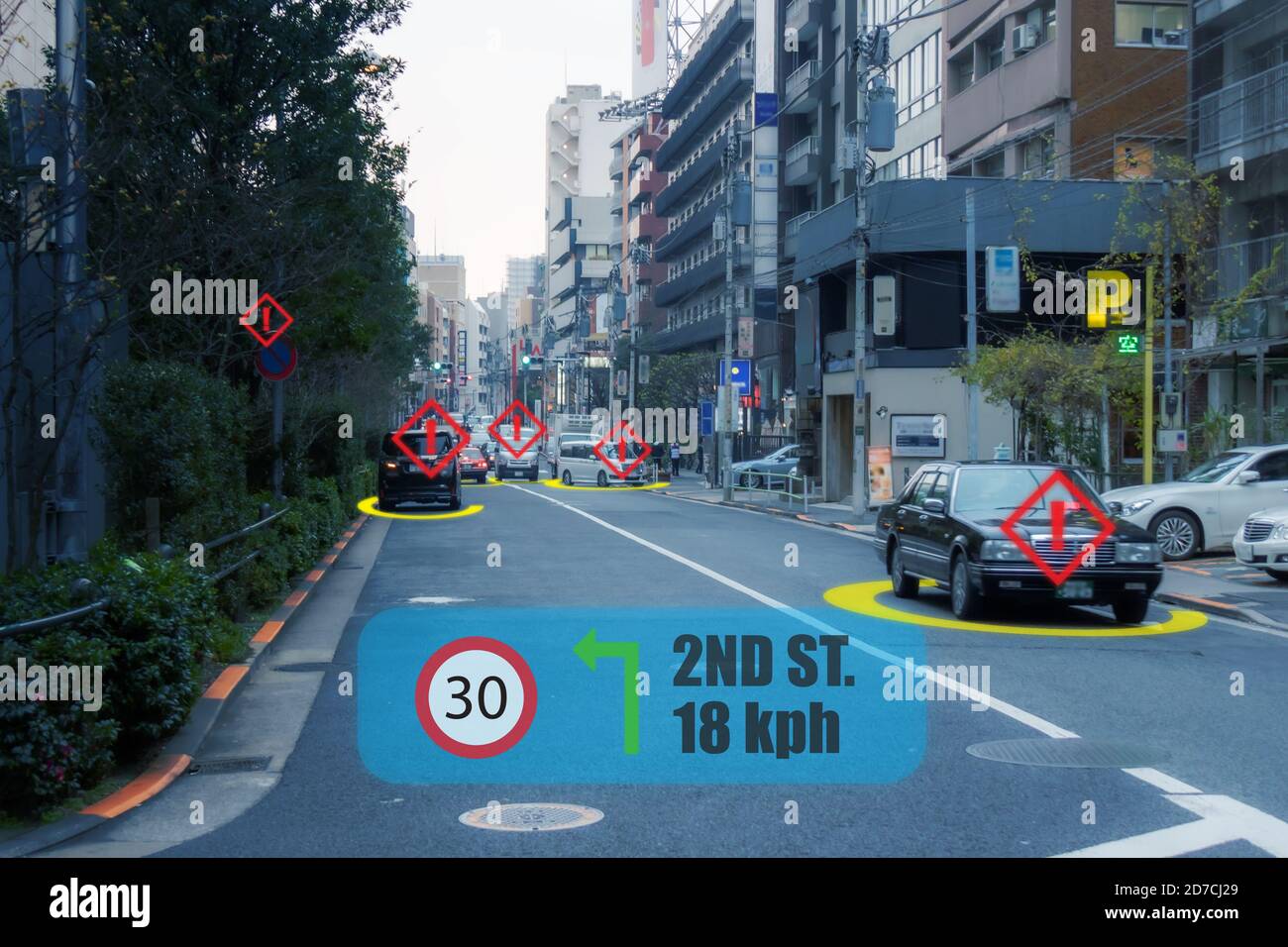 Iot smart Automotive fahrerlose Auto mit künstlicher Intelligenz kombiniert mit Tiefe. selbst Autofahren Situationsbewusstsein können Aro Stockfoto