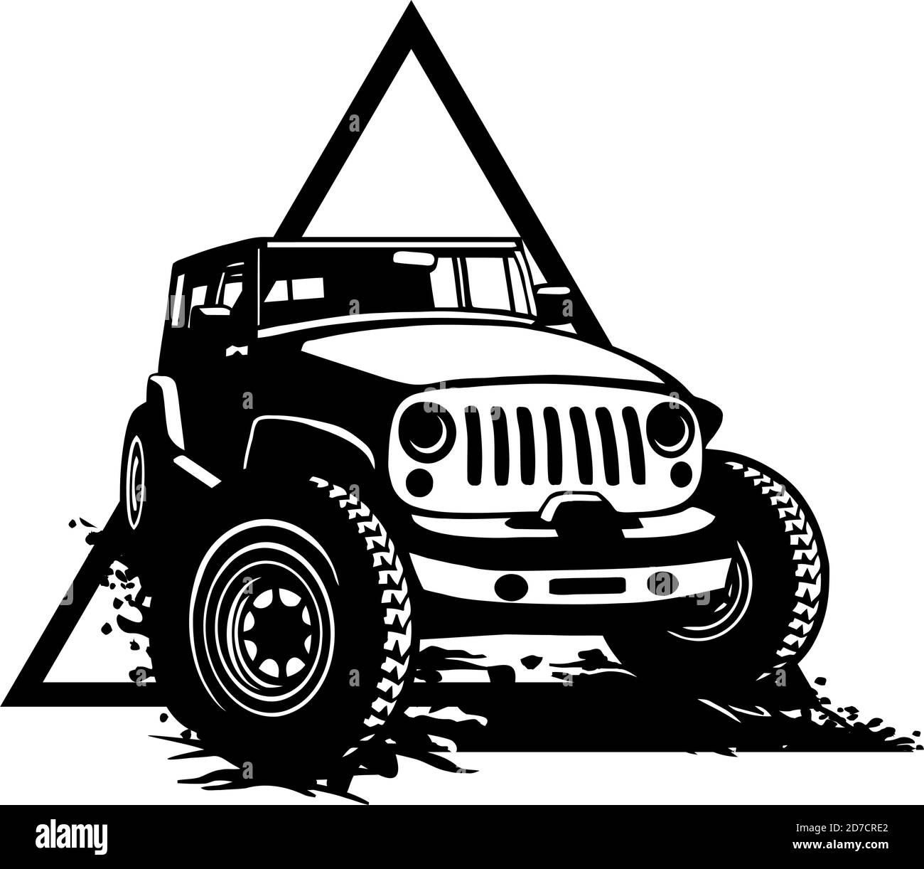 GELÄNDEWAGEN - LKW 4x4 SUV - Geländewagen Und Elemente für T-Shirt und Emblem Stock Vektor