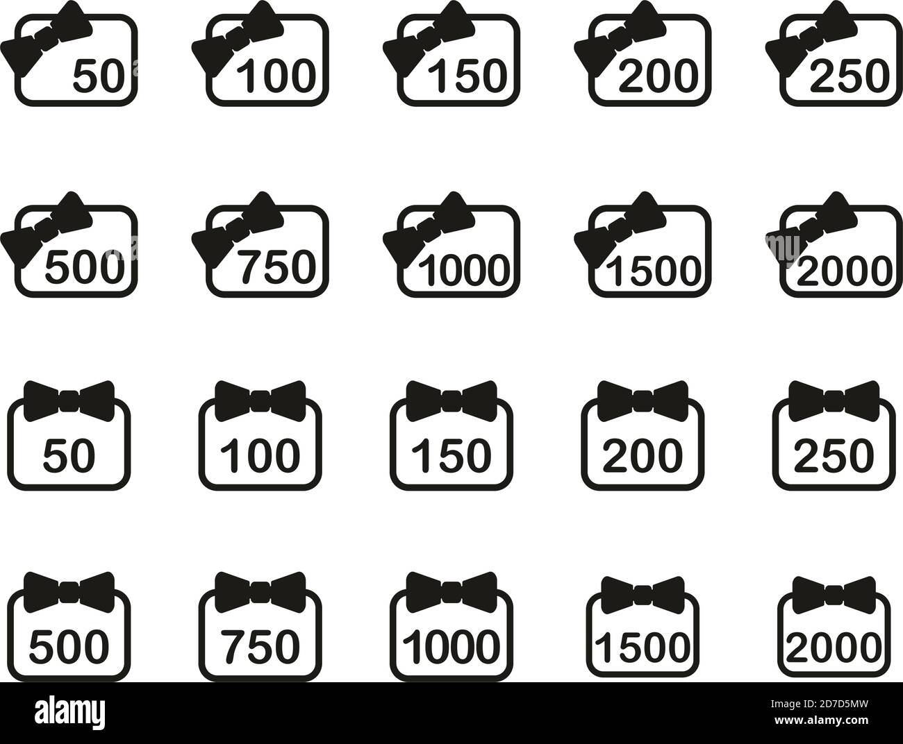 Geschenkkarte Icons Schwarz & Weiß Set Groß Stock Vektor