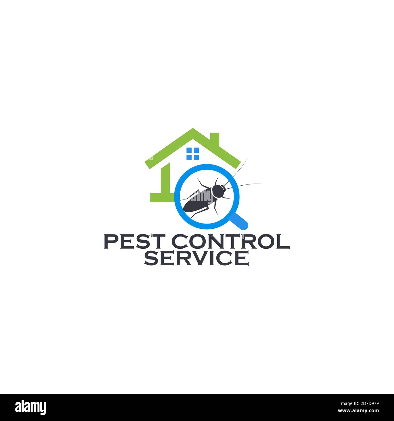 Schädlingsbekämpfung Service Logo Konzept. Prävention, Ausrottung und Desinfektion des Hauses von Insekten, Pilzen und kleinen Nagetieren. Verzeihende Parasiten Stock Vektor