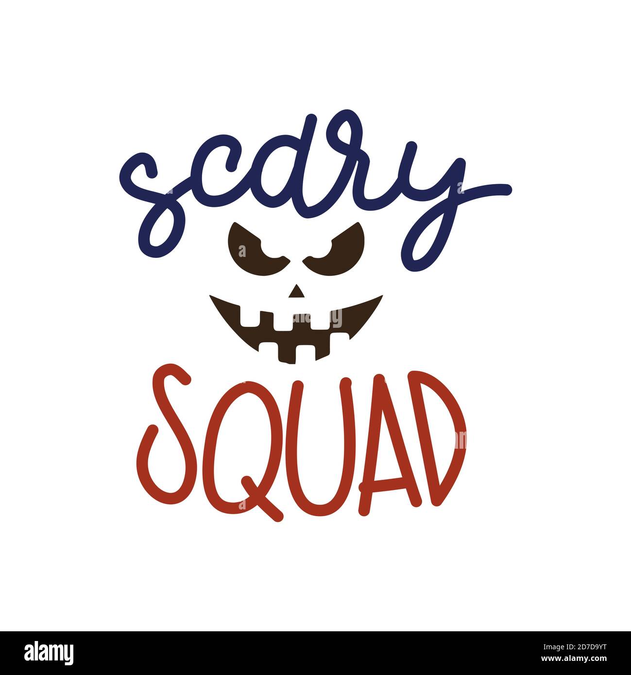 Scary Squad Halloween Party Poster mit handgeschriebenem Ink Schriftzug und Kürbis Silhouette. Moderne Kalligraphie. Design-Element für Party-Einladungen, St Stock Vektor