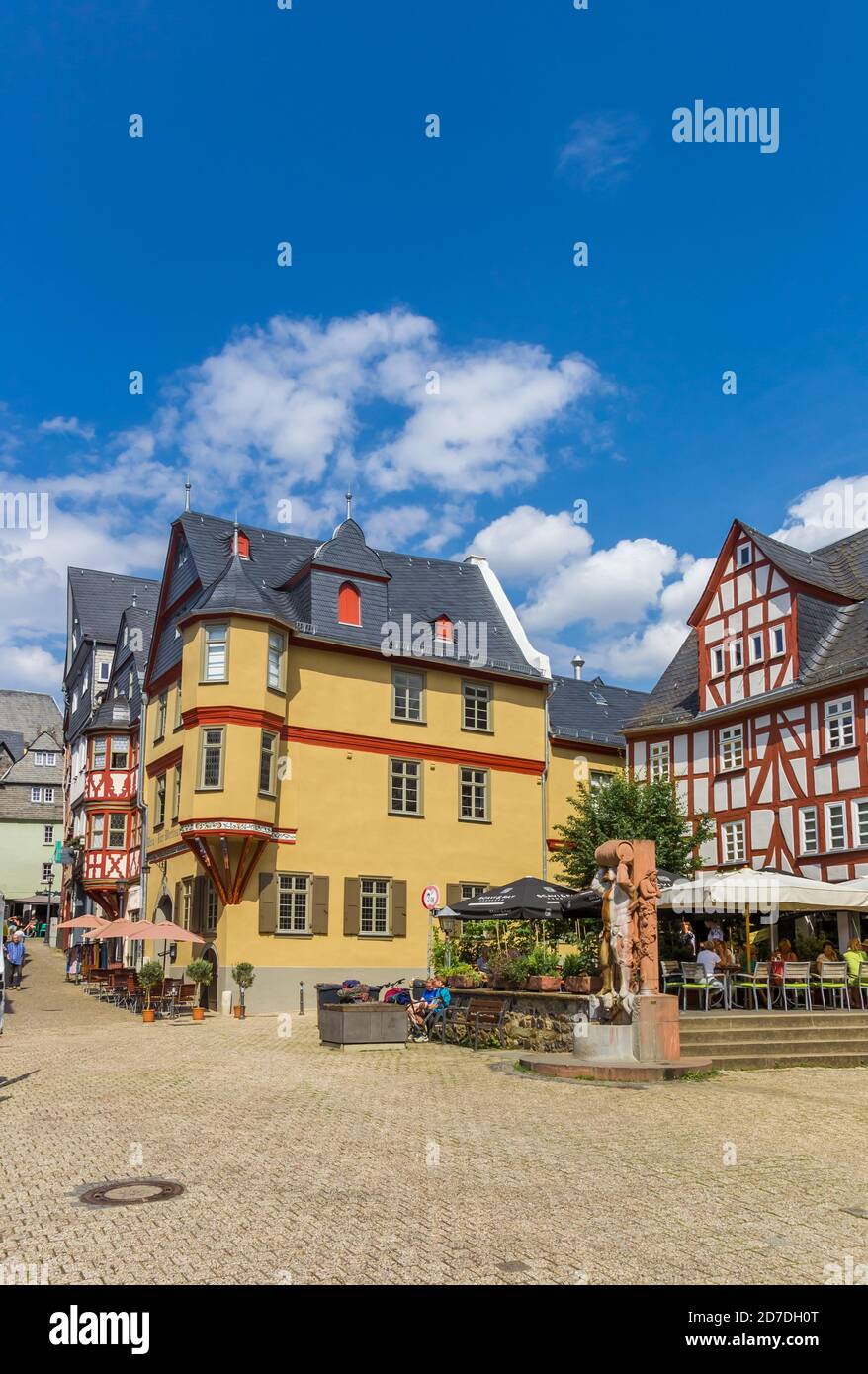 Zentraler Marktplatz im historischen Limburg an der Lahn, Deutschland Stockfoto