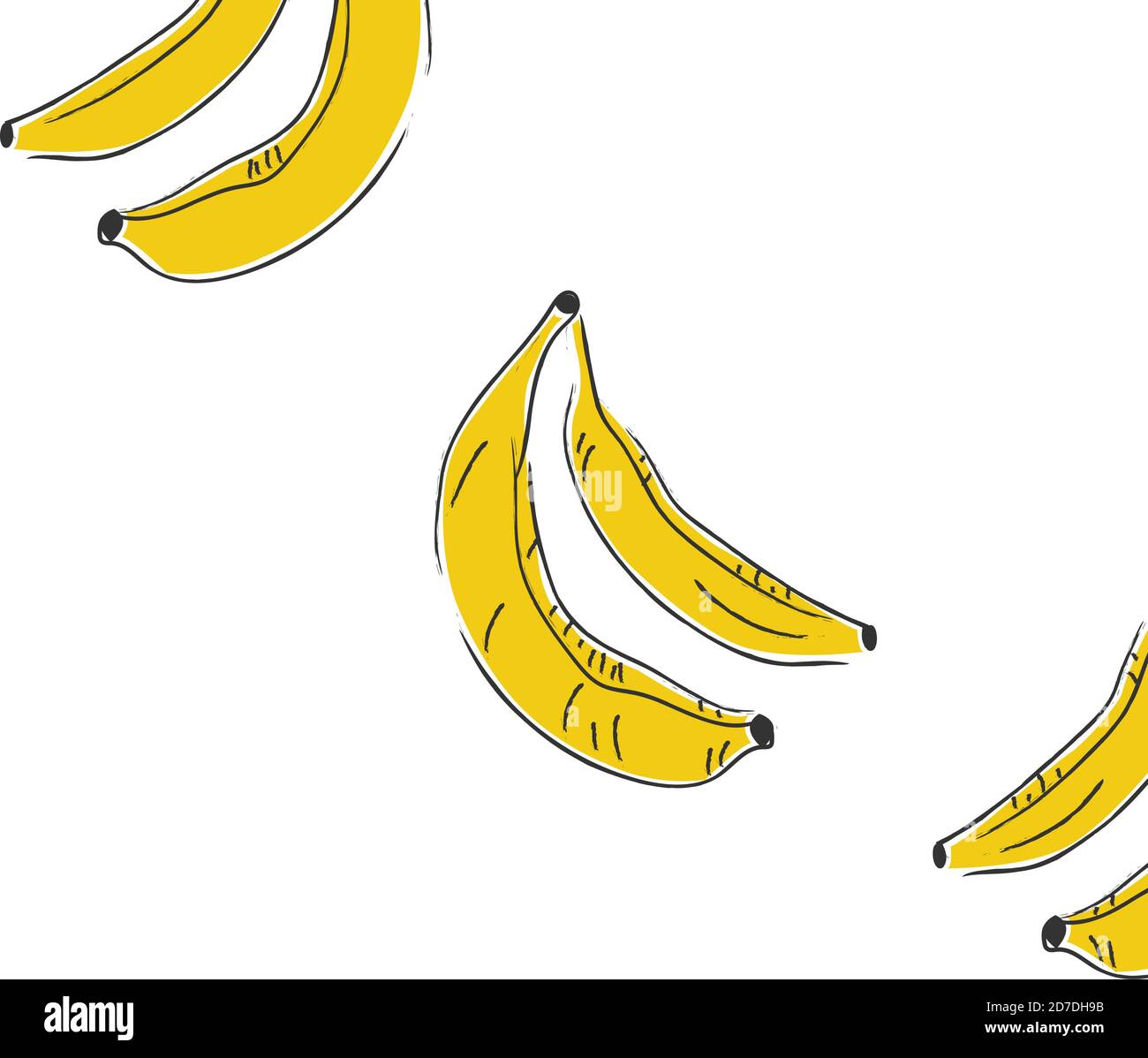 Gepunkteten Hintergrund. Nahtlose Muster mit Bananen. Im skandinavischen Stil. Früchte. Stock Vektor