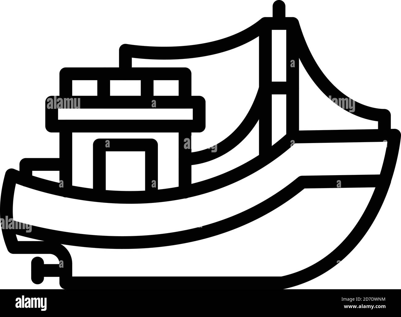 Symbol für Holzfischereischiff. Umriss Holz Fischerei Schiff Vektor-Symbol für Web-Design isoliert auf weißem Hintergrund Stock Vektor