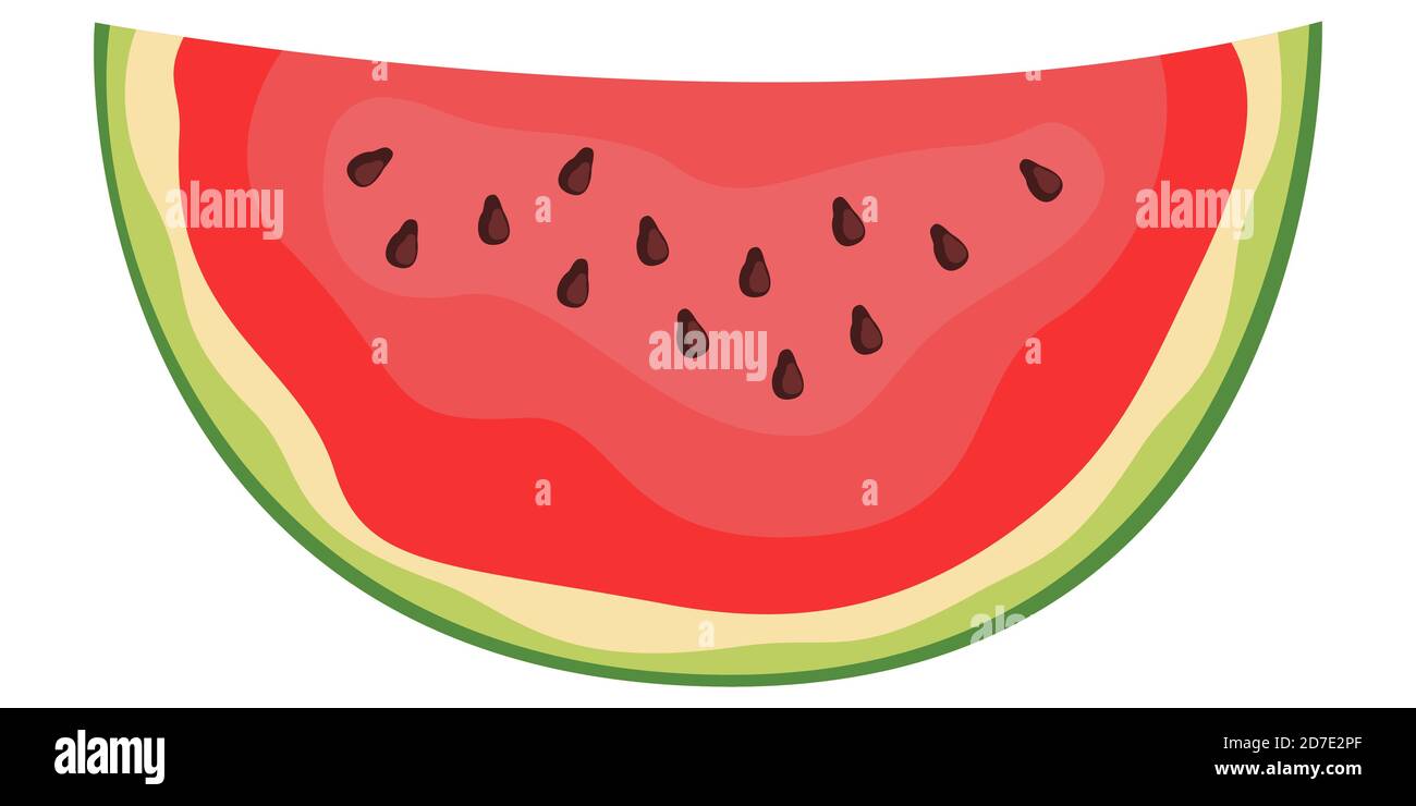 Stück Wassermelone. Saftige Frucht im Cartoon-Stil. Stock Vektor