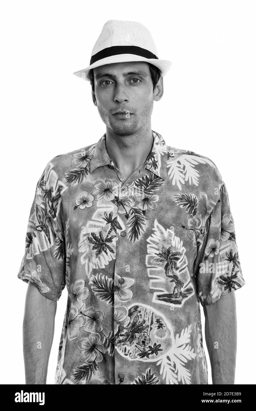 Studio shot der jungen schönen touristischen Mann bereit für Ferienhäuser Stockfoto Studio shot der jungen schönen touristischen Mann bereit für Ferienhäuser Stockfoto