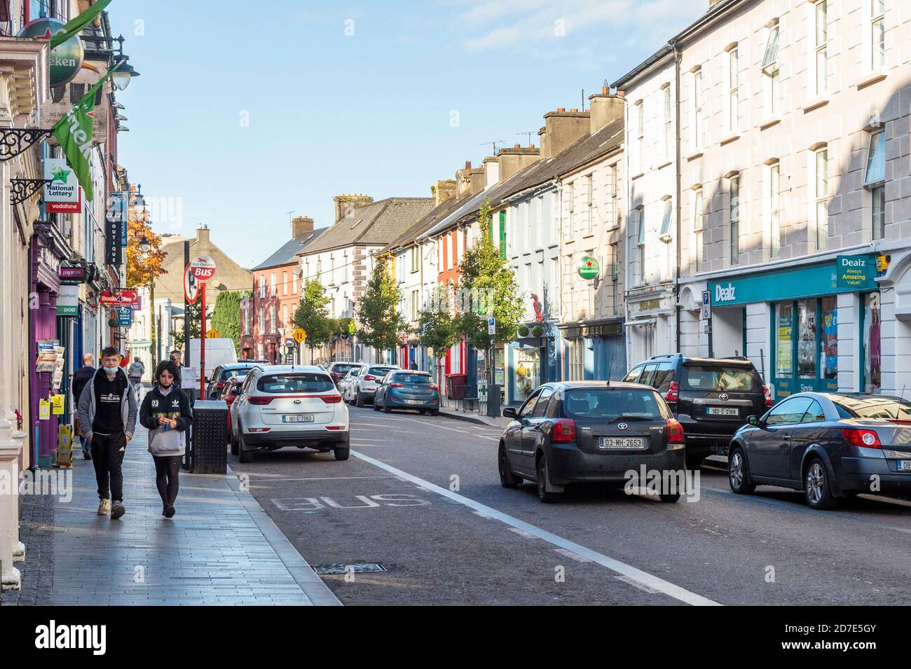 Clonakilty, West Cork, Irland. Oktober 2020. Das Stadtzentrum von Clonakilty war heute ruhiger als normal, nachdem die Beschränkungen für Level 5 um Mitternacht eintraten. Die Level-5-Beschränkungen werden voraussichtlich sechs Wochen dauern. Quelle: AG News/Alamy Live News Stockfoto