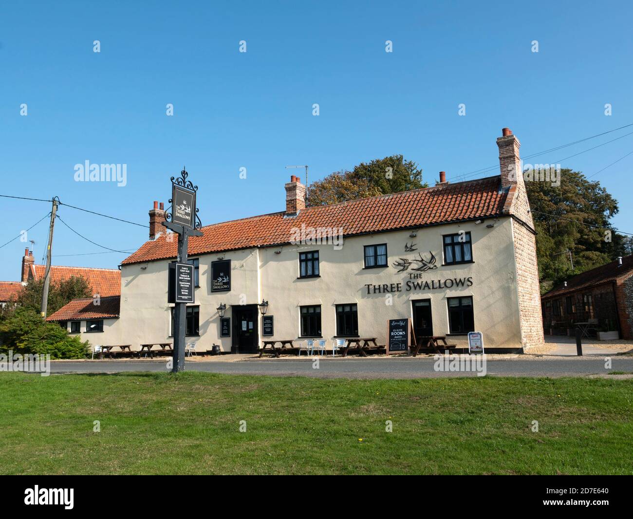 Die drei Schwalben, Cley am Meer, Norfolk, East Anglia, England, Großbritannien. Stockfoto