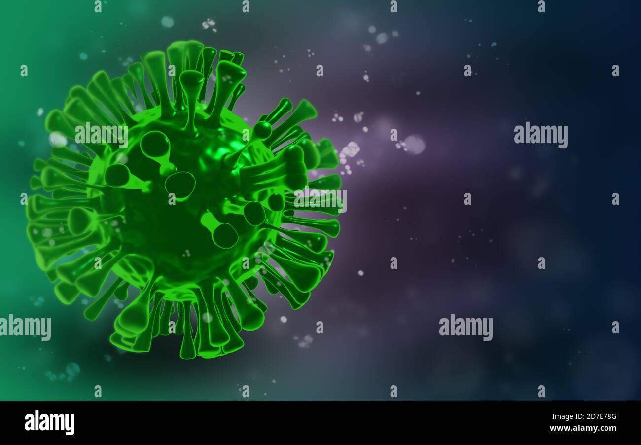 Coronavirus auf violettem Hintergrund Stockfoto