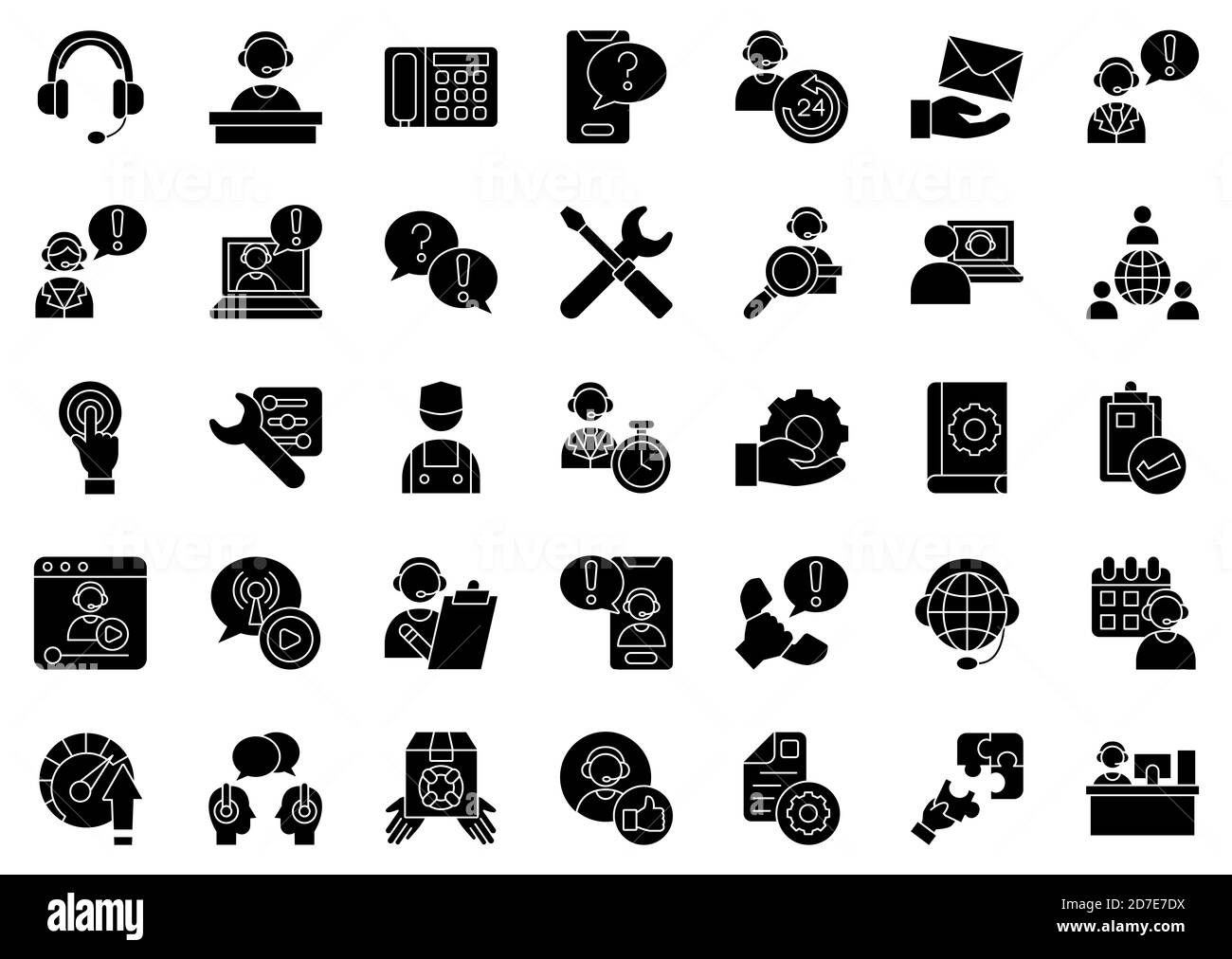 Support Service Glyph Iconset Stockfoto