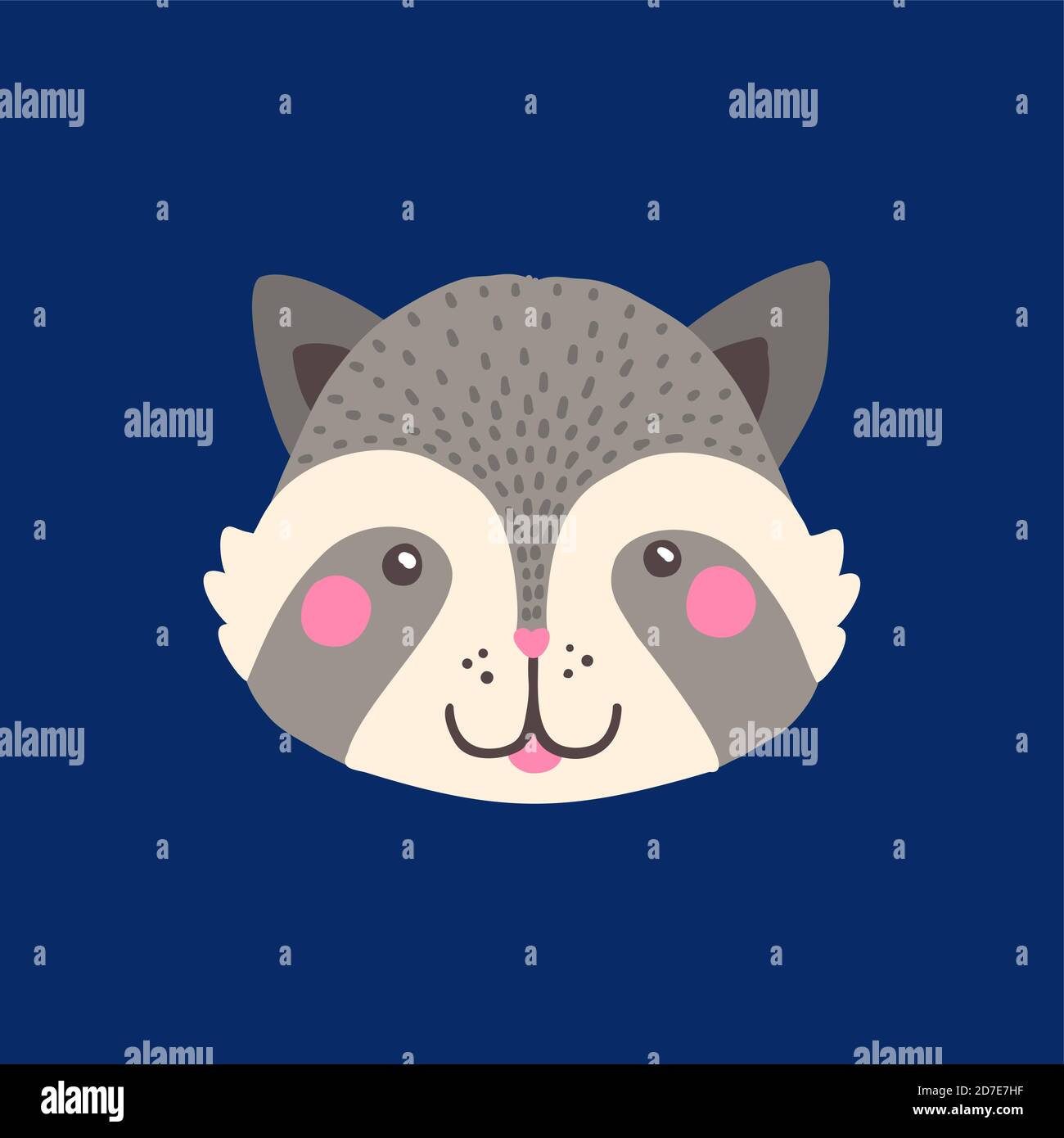 Waschbär-Gesicht. Niedliches Tier. Kinder im Cartoon-Stil Stock Vektor
