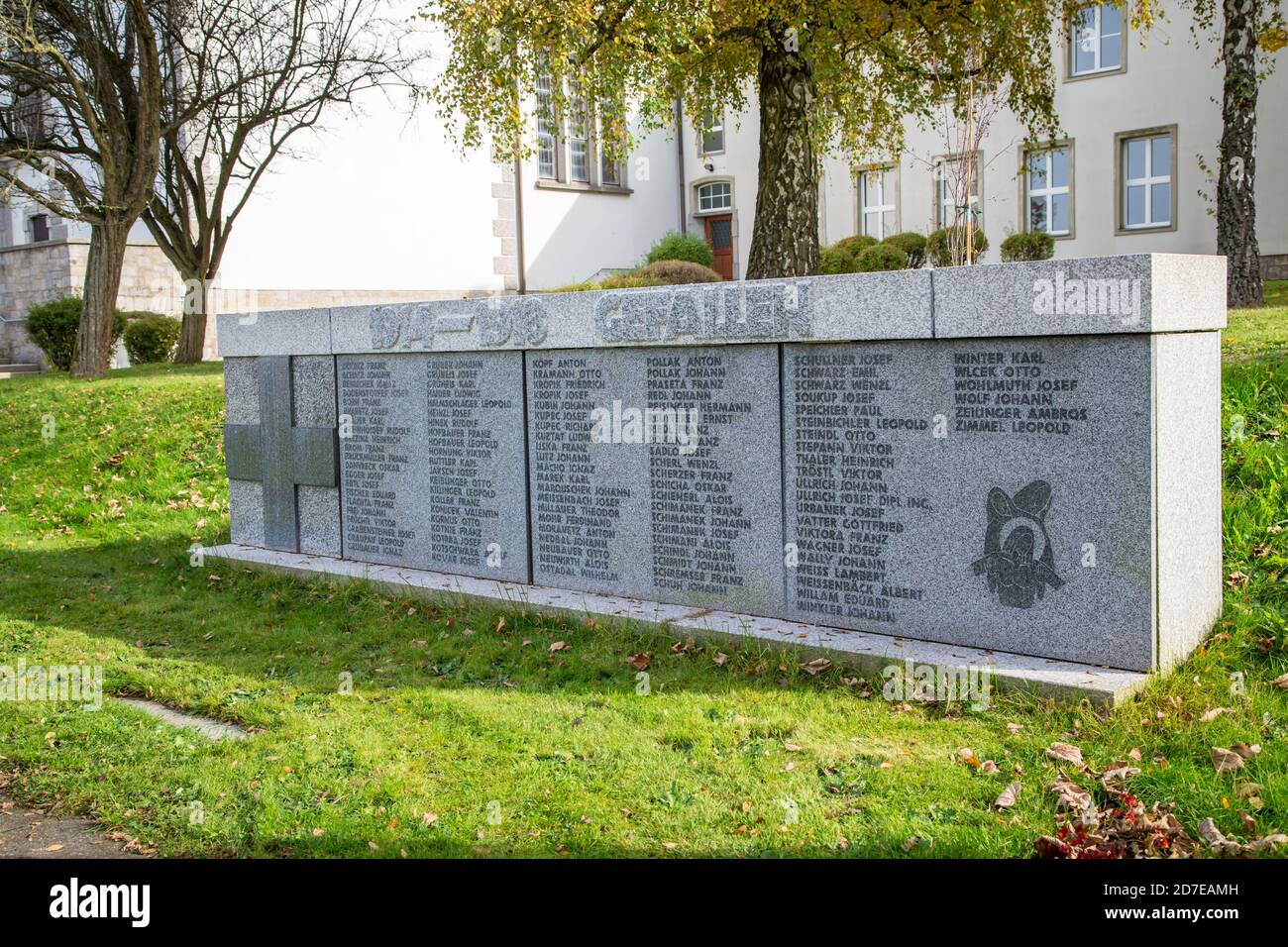 Kriegsdenkmal. Gmünd, Waldviertel, Österreich, Europa Stockfoto