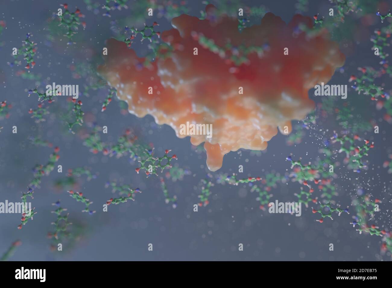 Dopamin ist ein Hormon und ein Neurotransmitter, der mehrere wichtige Rollen im Gehirn und Körper spielt. Eine Komponente von belohnungsmotiviertem Verhalten. Stockfoto