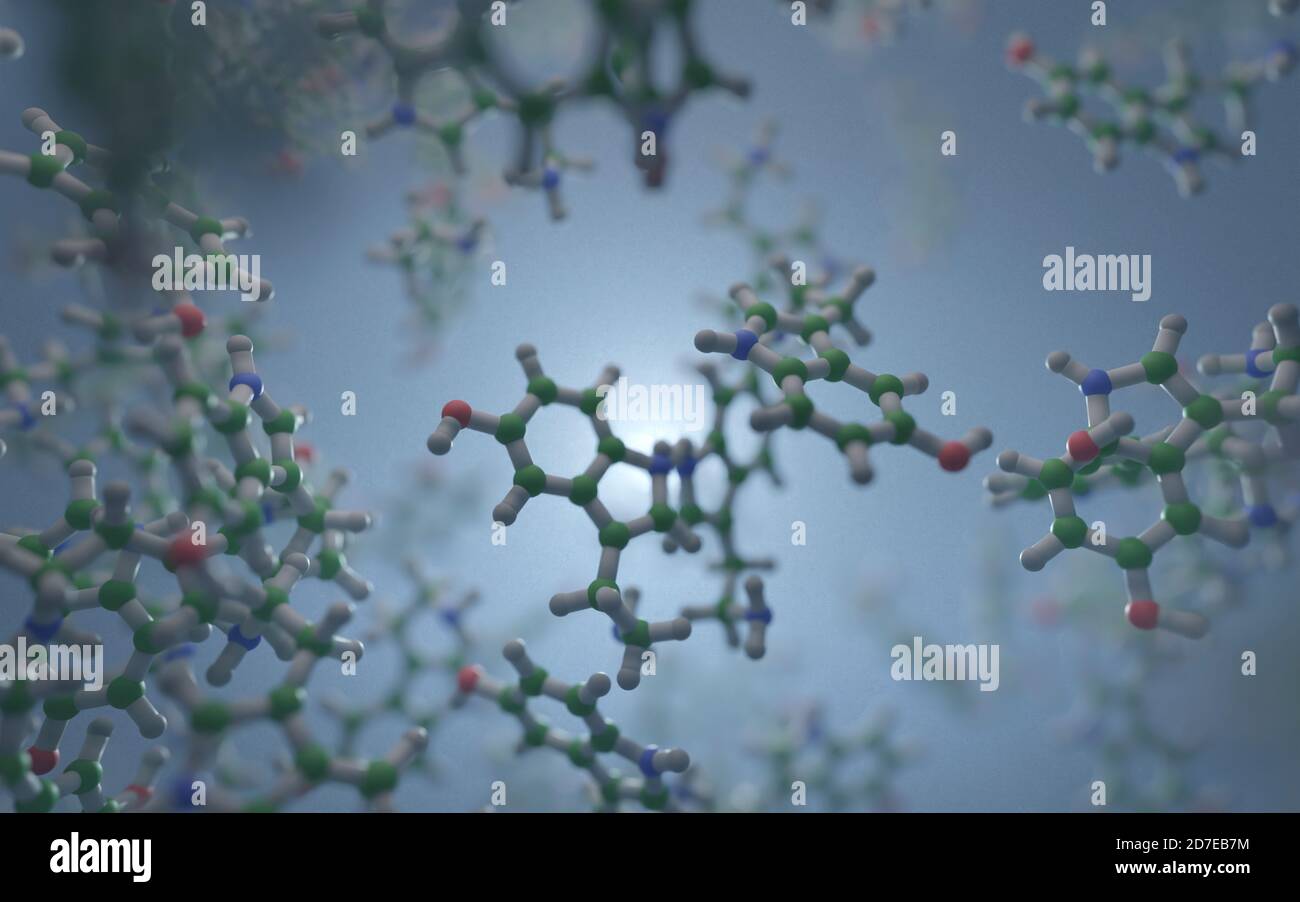 Serotonin, ein Neurotransmitter. Seine Funktion ist komplex, modulierend Stimmung, Kognition, Belohnung, Lernen, Gedächtnis und zahlreiche physiologische Prozesse. Stockfoto