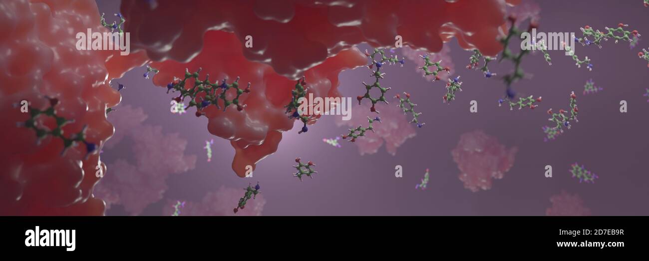 Dopamin ist ein Hormon und ein Neurotransmitter, der mehrere wichtige Rollen im Gehirn und Körper spielt. Eine Komponente von belohnungsmotiviertem Verhalten. Stockfoto