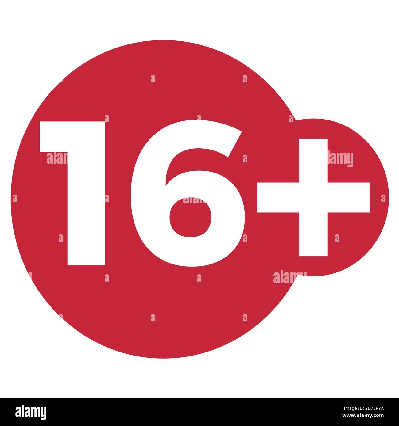 Roter Kreis mit einem Tropfensymbol mit Altersgrenze von 16 Stock Vektor