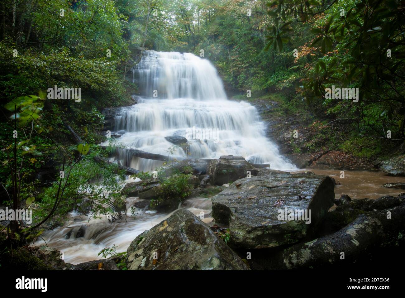 Pierson Falls im dichten Wald von North Carolina bei Saluda. Stockfoto