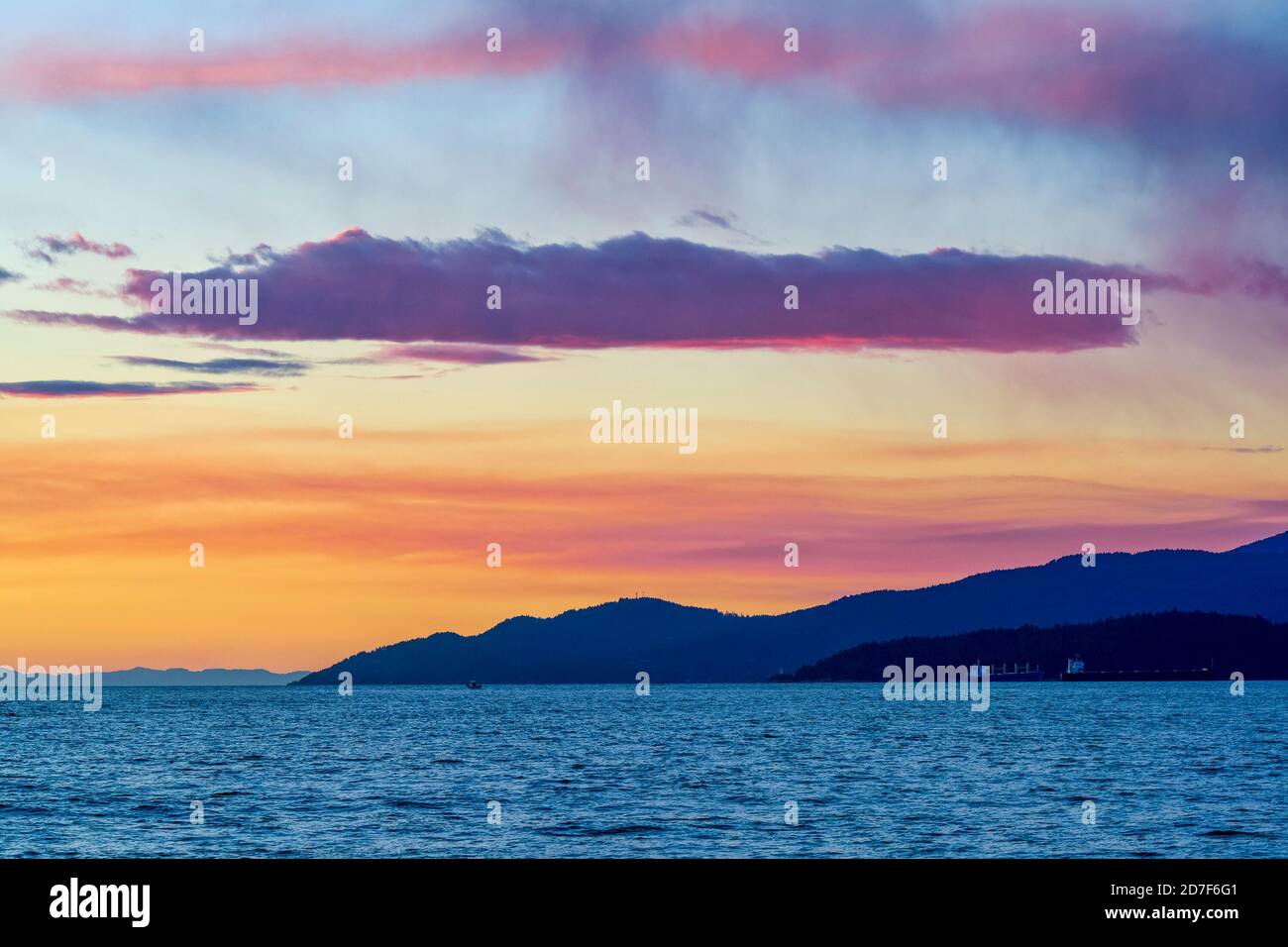 Sonnenuntergang, English Bay, Vancouver, British Columbia, Kanada Stockfoto
