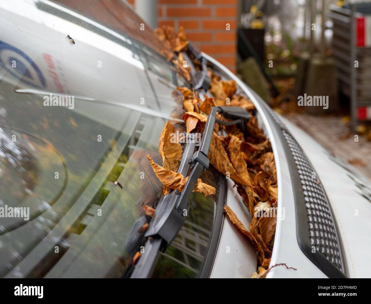 Windschutzscheibenwischer verschmutztes Auto von getrocknetem Schmutz auf  der Heckscheibe Stockfotografie - Alamy