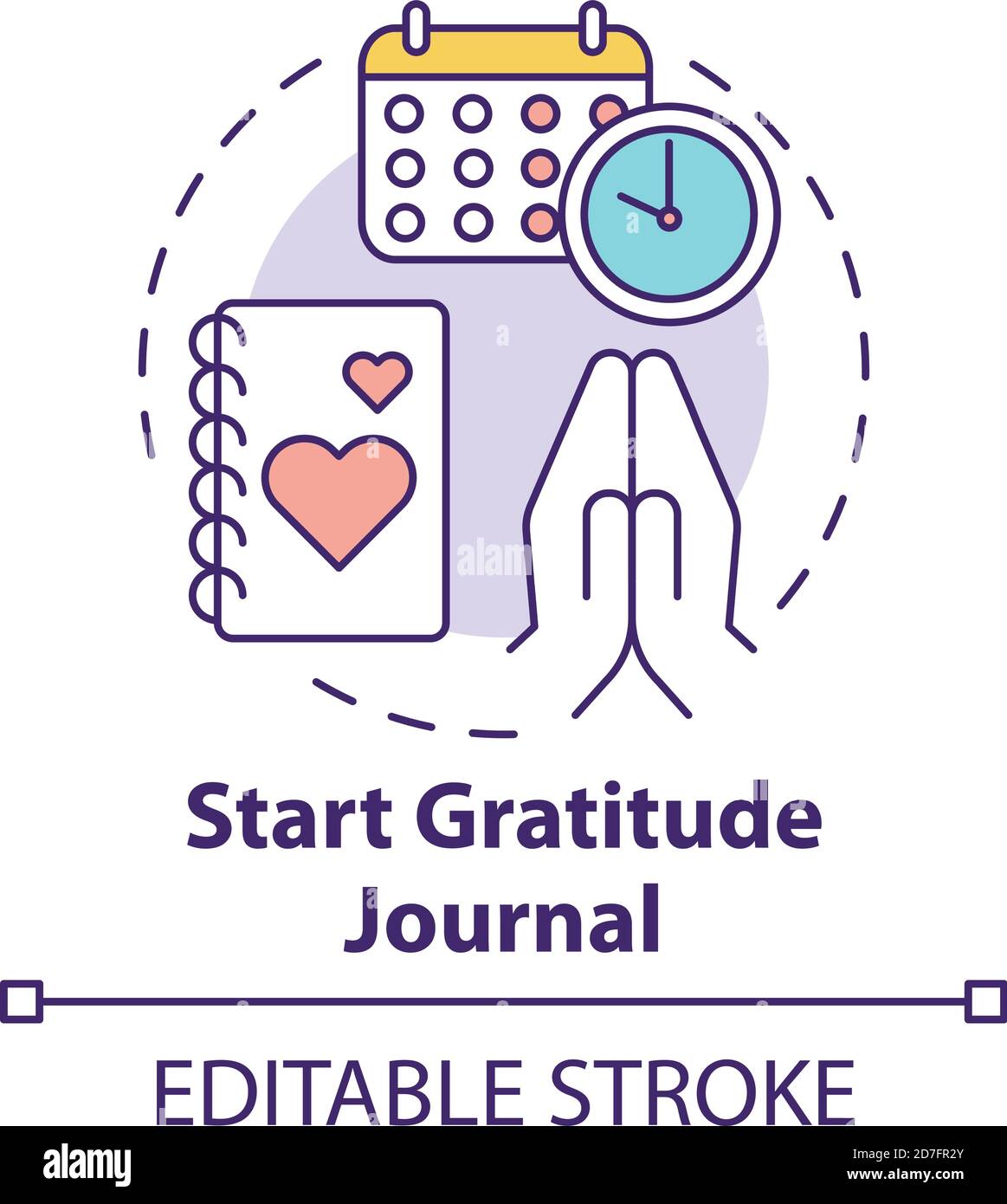 Symbol für das Konzept des Danksagung-Journals starten Stock Vektor