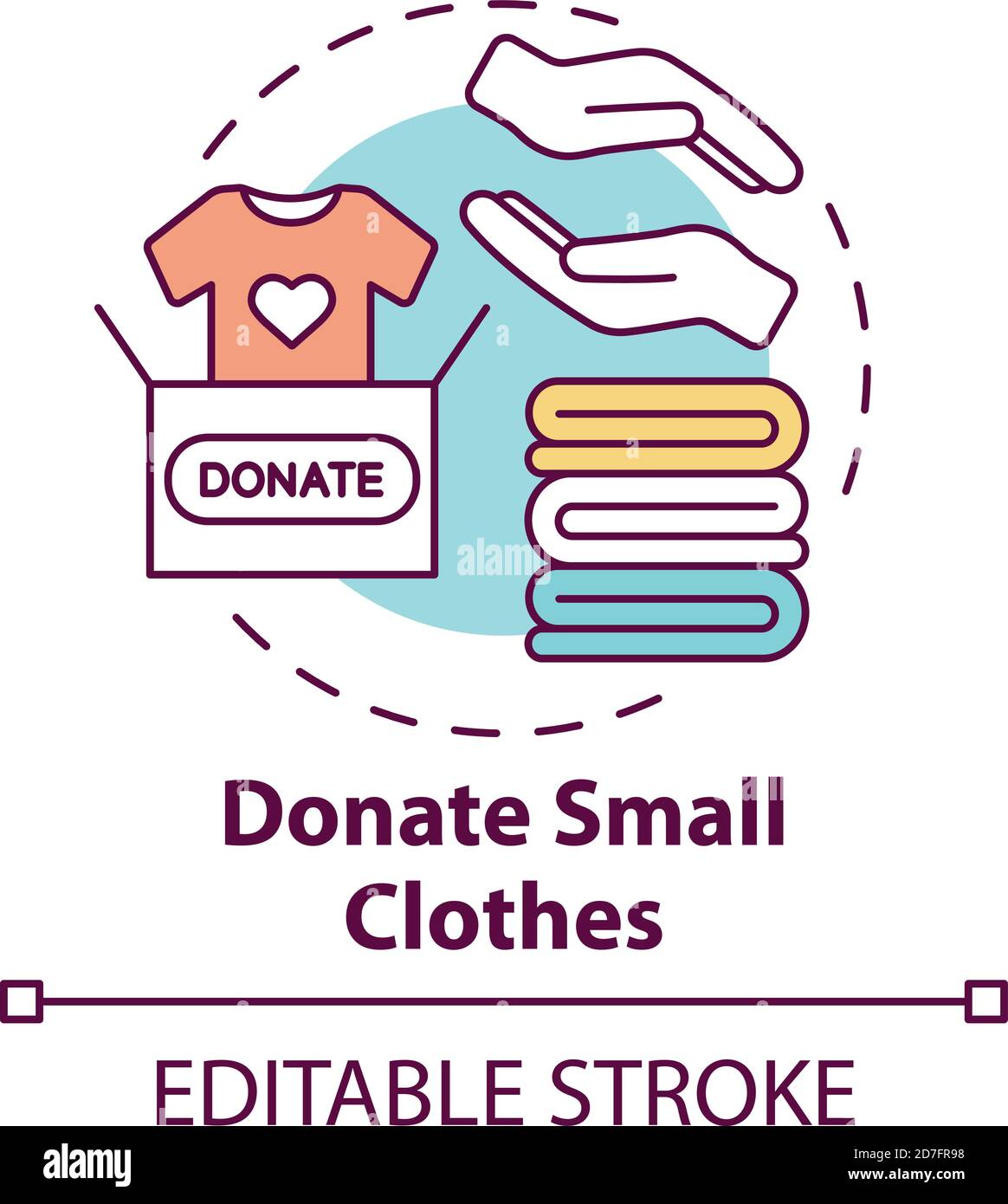 Spenden kleine Kleidung Konzept Symbol Stock Vektor