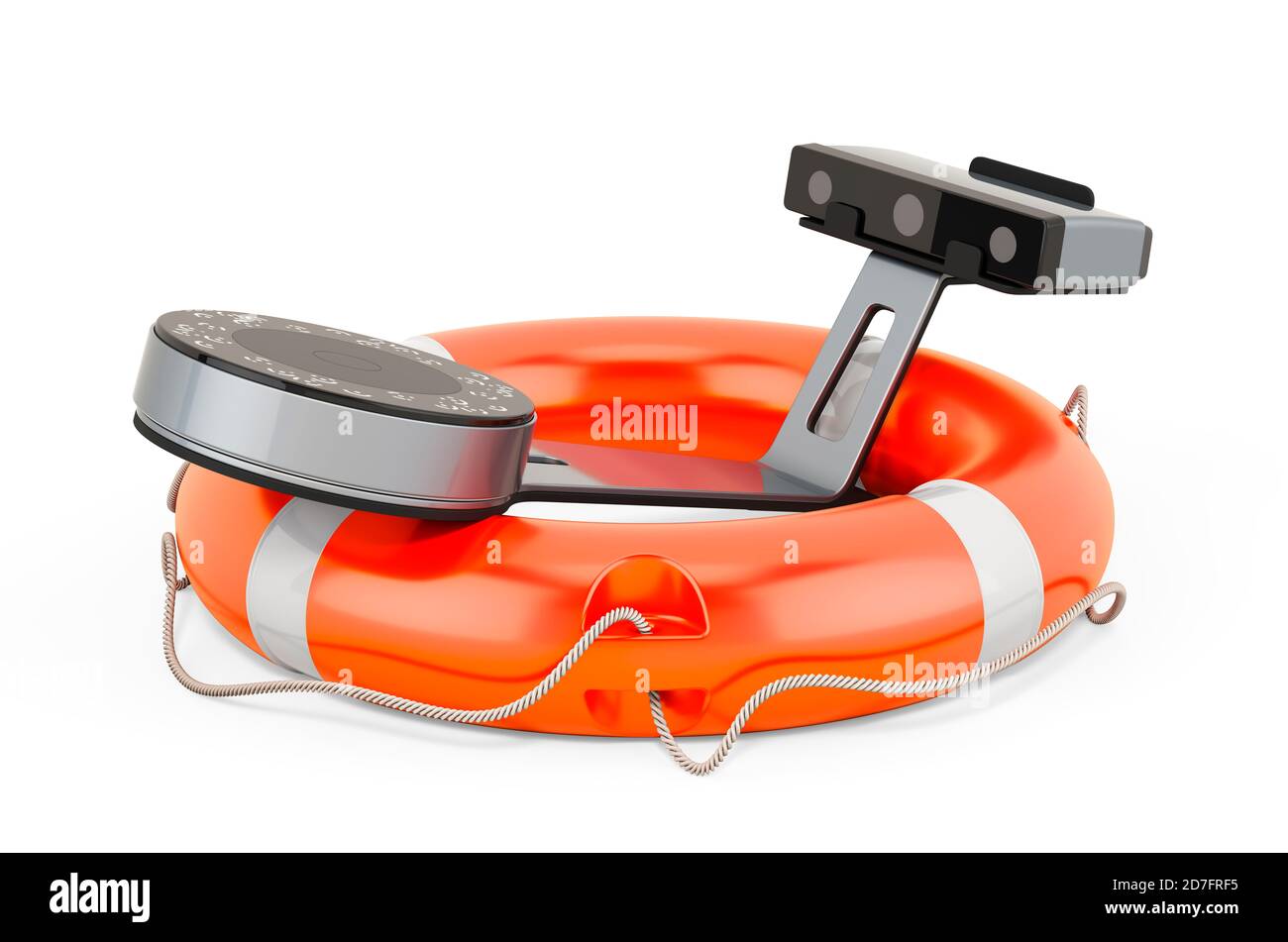 Service und Reparatur von 3d-Scanner, 3D-Rendering isoliert auf weißem Hintergrund Stockfoto