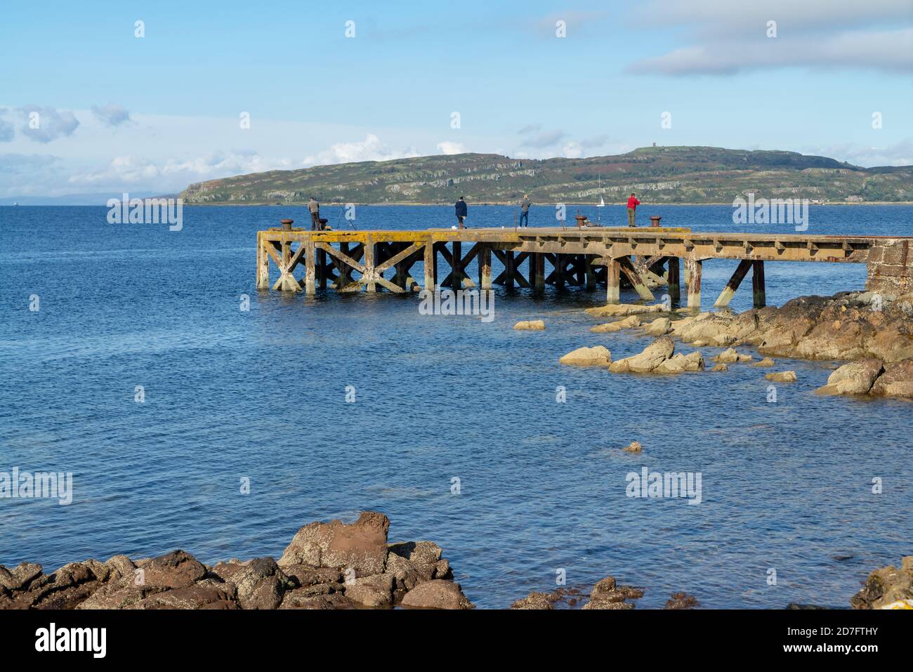 Alte Anlegestelle im Hafen Ayrshire Schottland Stockfoto