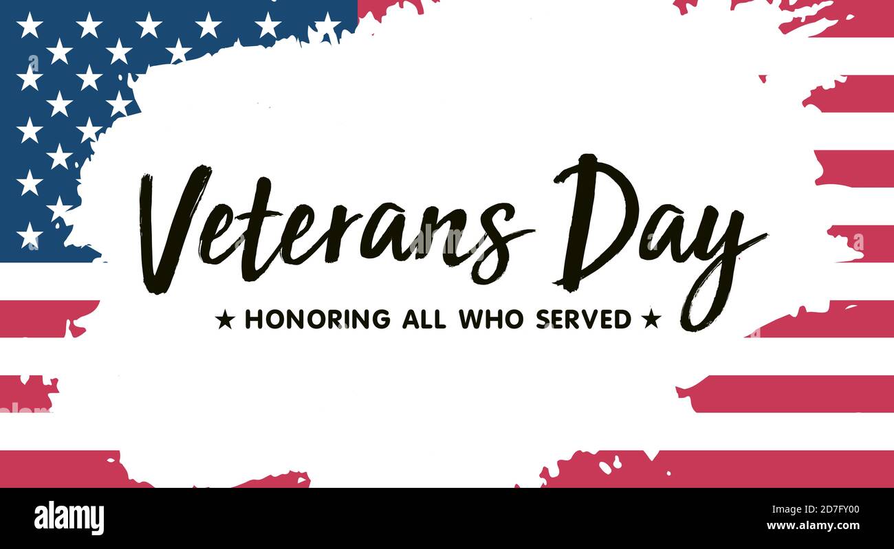 Veterans Tag, November 11, zu Ehren aller, die serviert, Plakate, moderne Pinsel Design Vektor Illustration. Stock Vektor