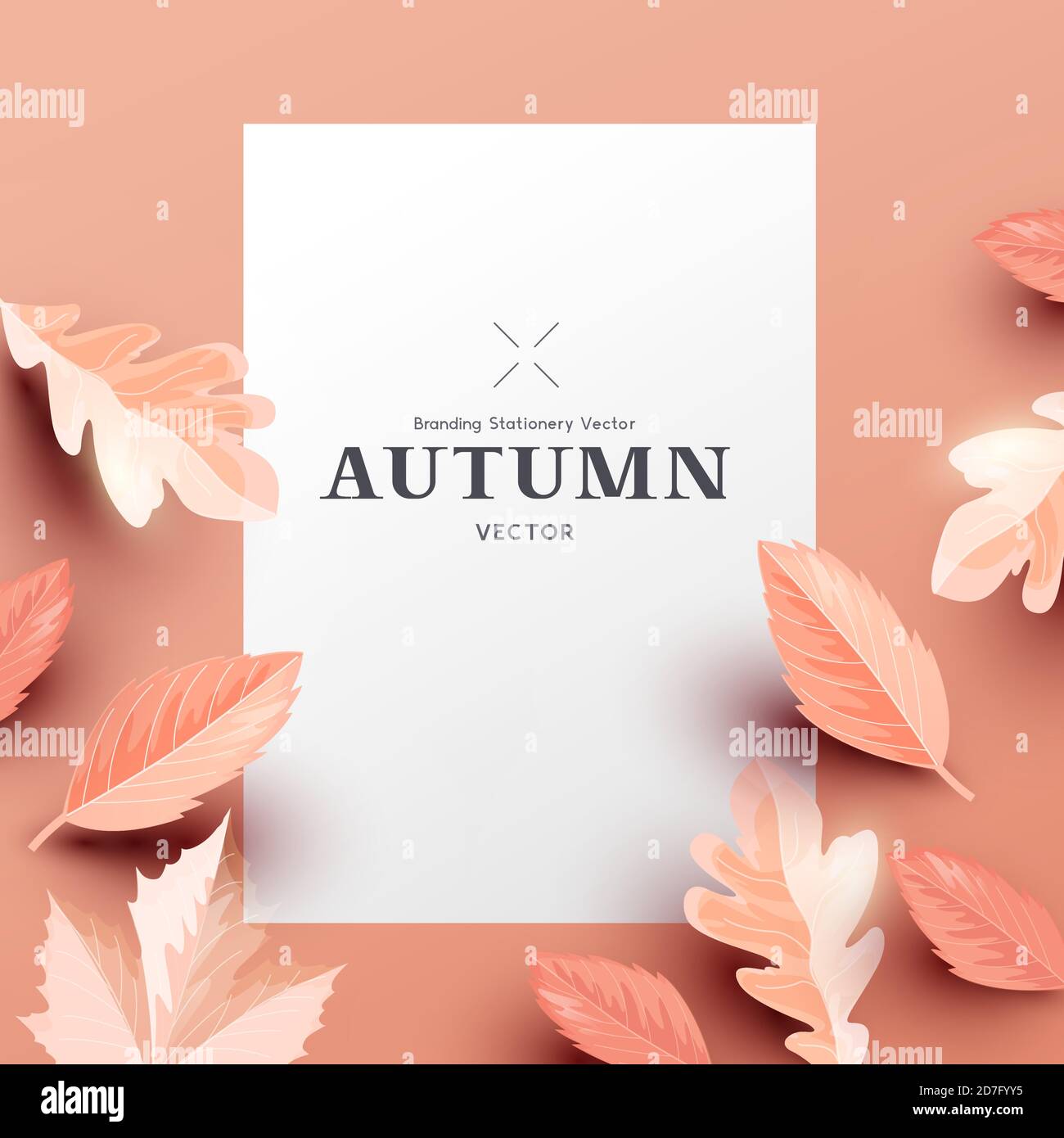Herbst-Hintergrund-Layout-Vorlage mit Papierblättern und Platz für Text. Vektor Blatt Mode Illustration. Stock Vektor