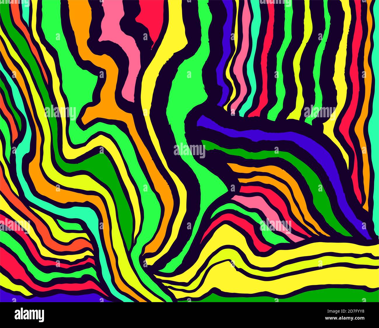 Regenbogen Farbe psychedelischen abstrakten Wellen Muster. Fantastische Kunst mit dekorativer Textur. Stock Vektor