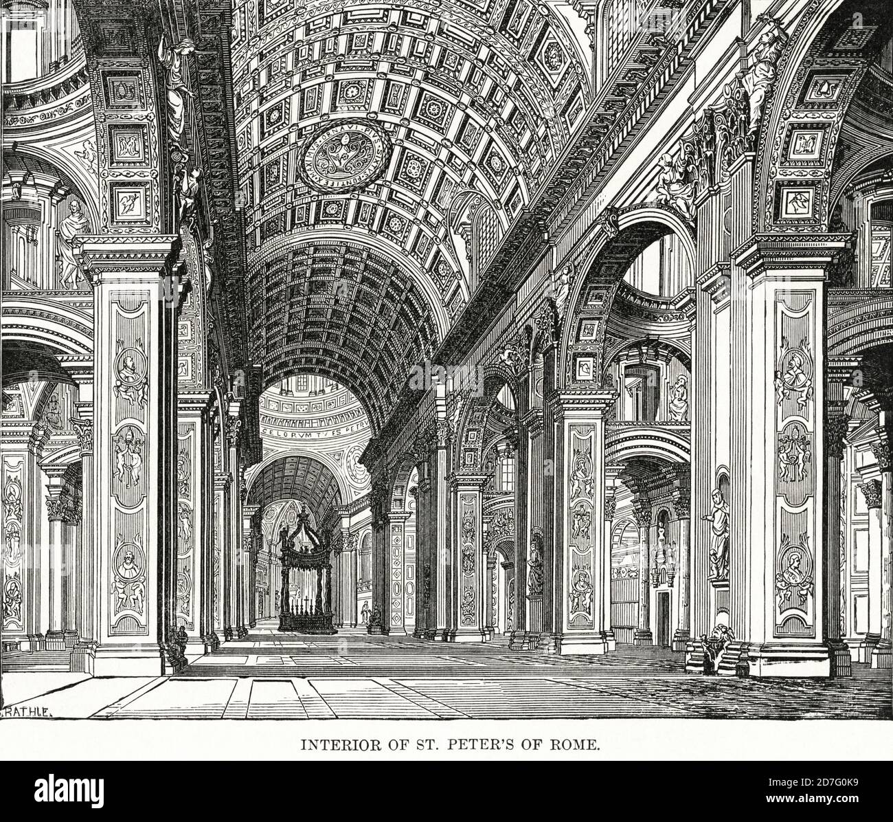 Das Innere des Petersdoms von Rom, Illustration, Ridpath's History of the World, Band III, von John Clark Ridpath, LL. D., Merrill & Baker Publishers, New York, 1897 Stockfoto