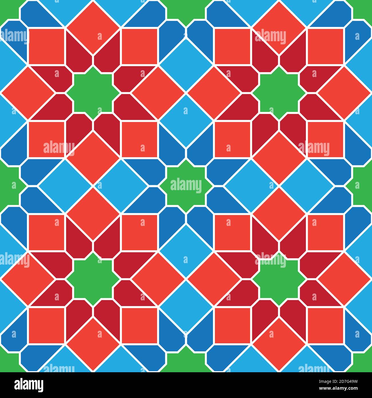 Arabisches Mosaik nahtloses Muster. Digitaler Wandteppich im arabischen Stil, Textildruck. Stock Vektor