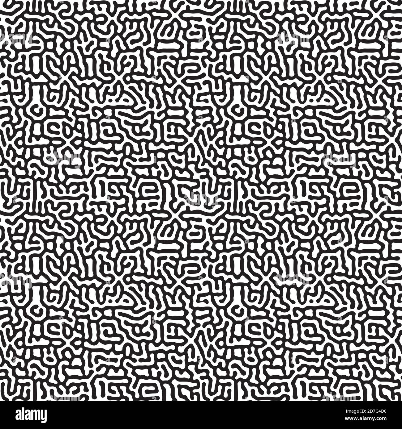 Organisches Nahtmuster. Schwarz-weißer Textildruck. Stock Vektor