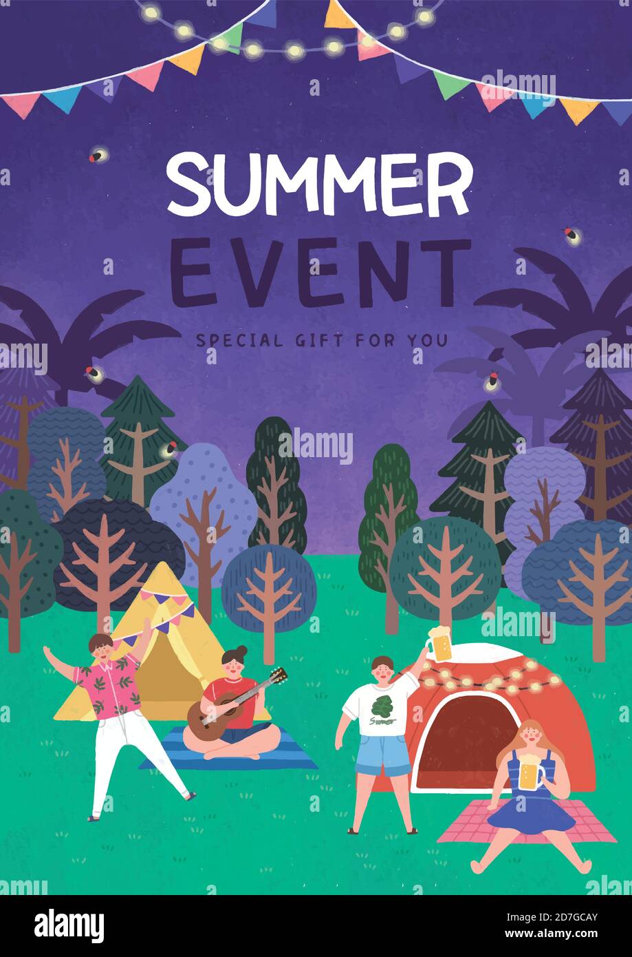 Sommer Festival und Event Poster Design Illustration 009 Stock Vektor