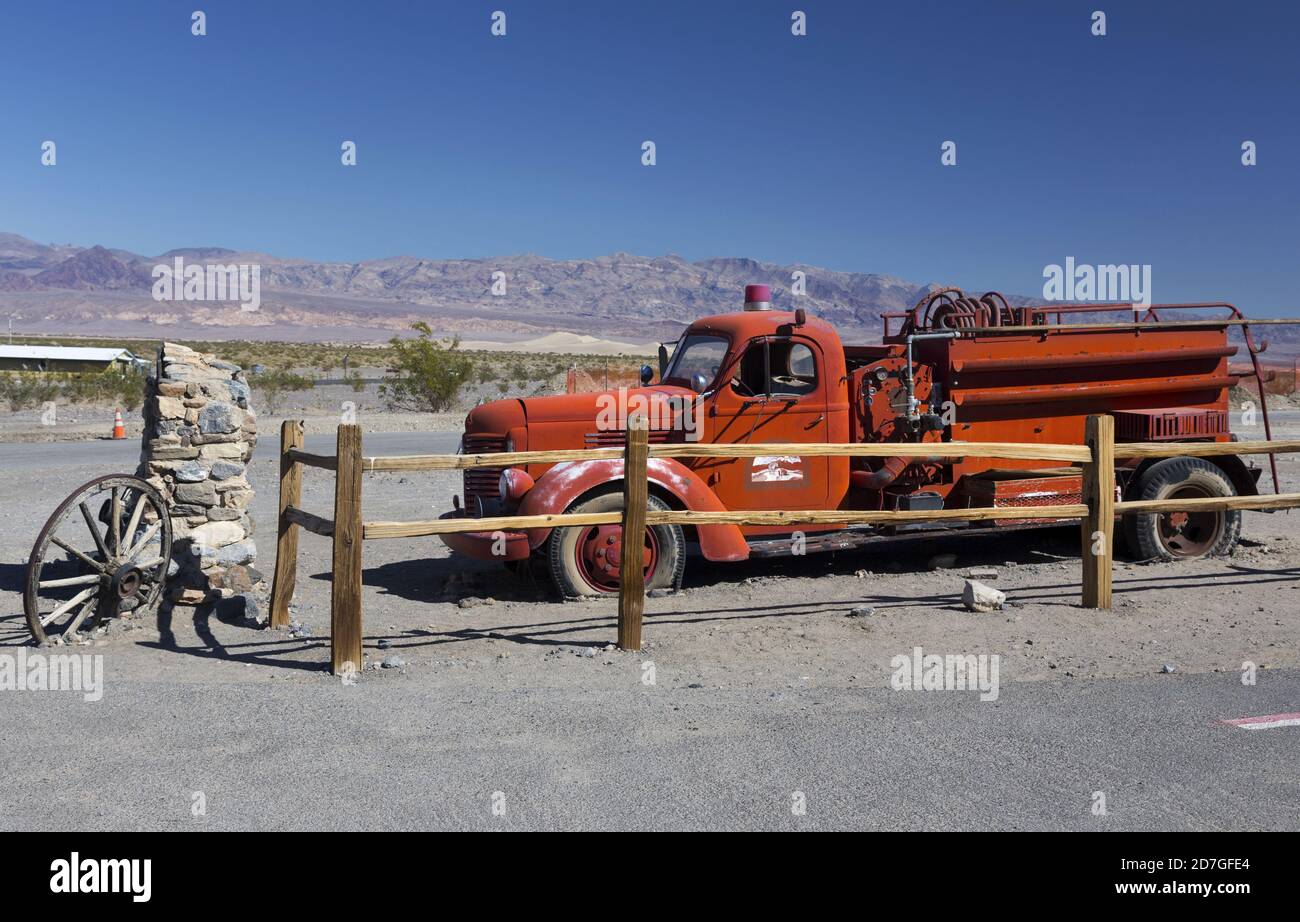 Burnt Wagons Point Monument im Stovepipe Wells Village, Death Valley National Park, Kalifornien Stockfoto