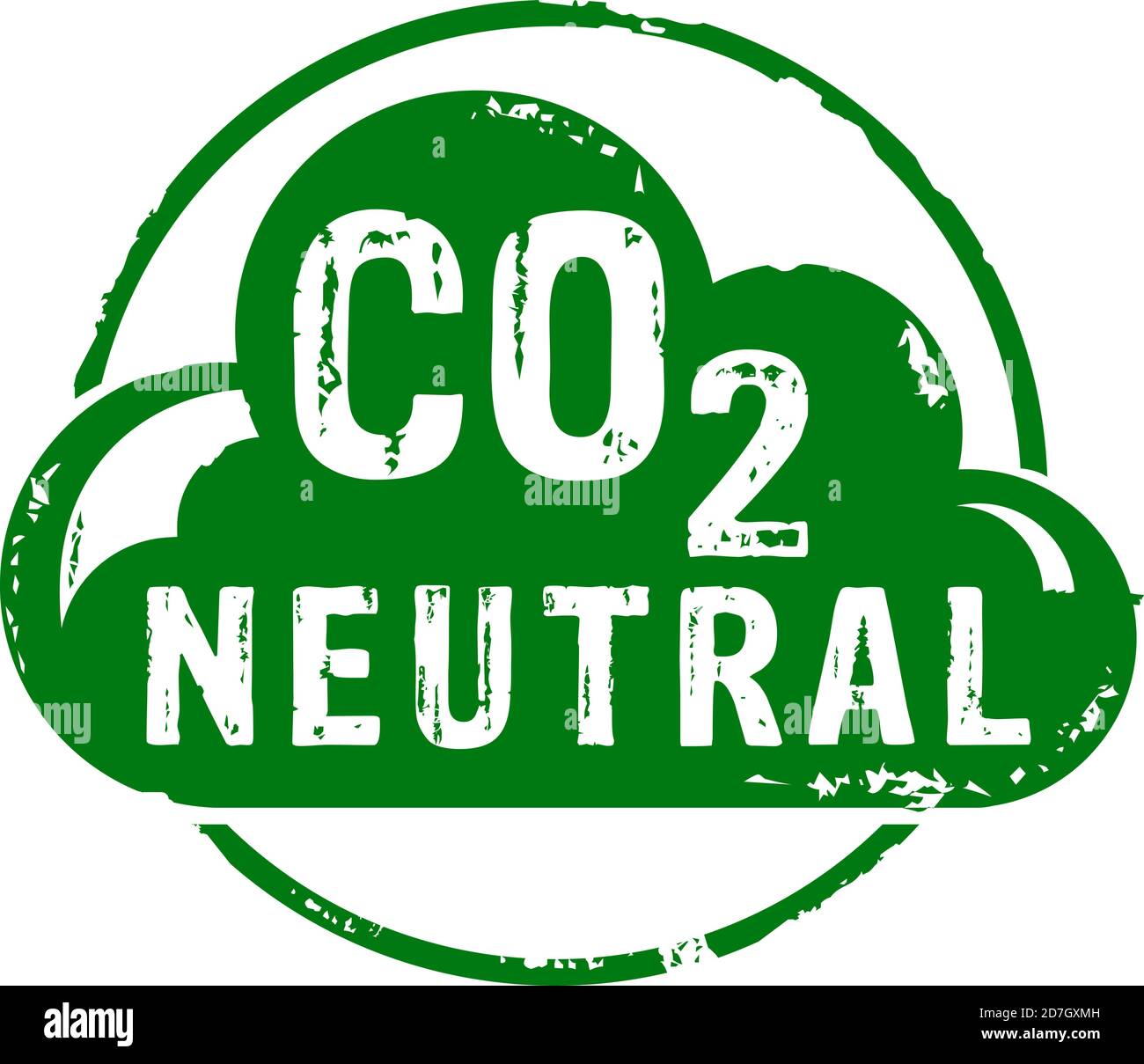Vektorsymbole für CO2-neutrale Emission von Grunge-Stempeln. Ökologie, Umweltfreundlichkeit, Klimawandel, grüner Kraftstoff und Erdschutzkonzept. Stock Vektor