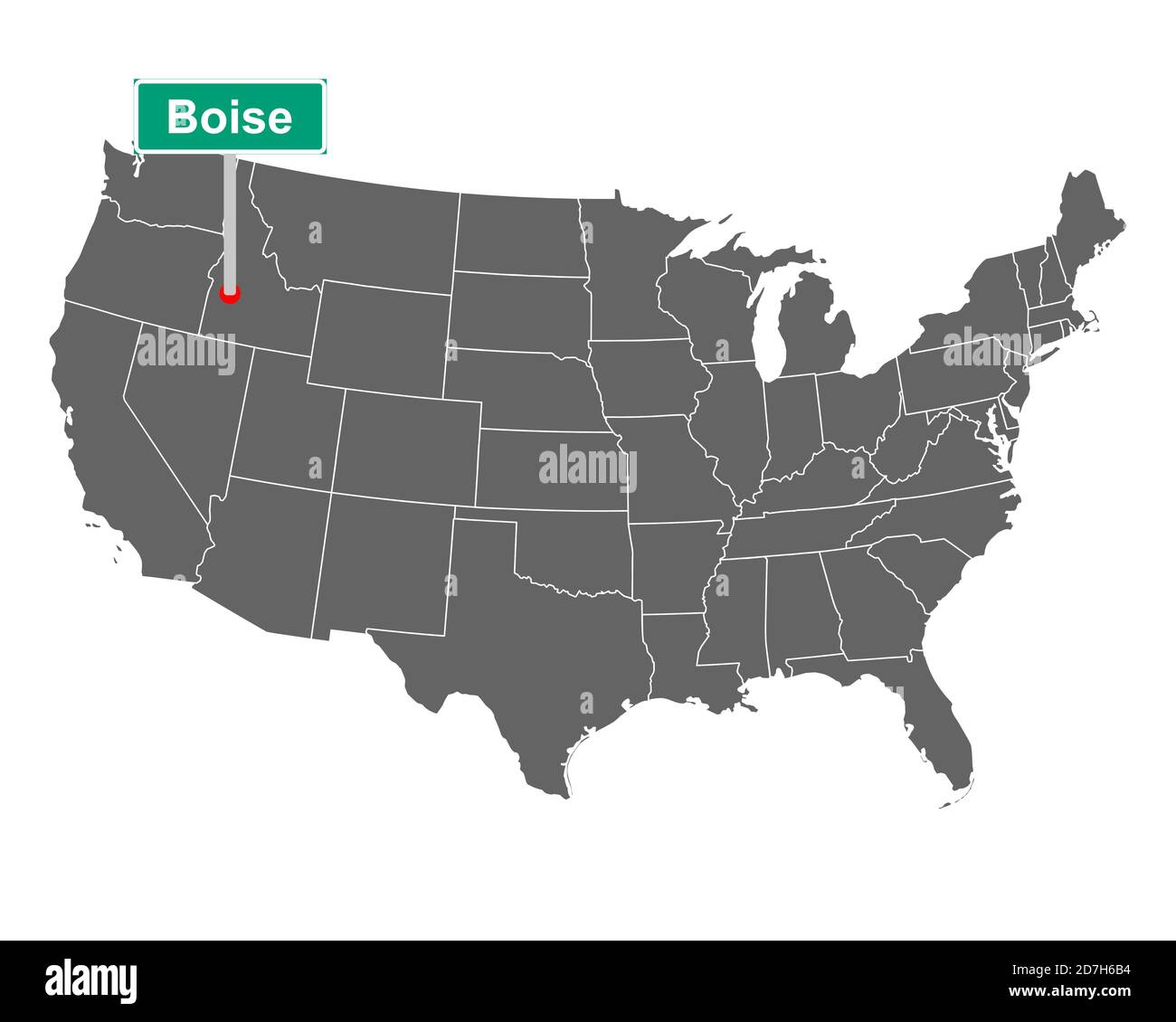 Boise City Limit Schild und Karte der USA Stockfoto