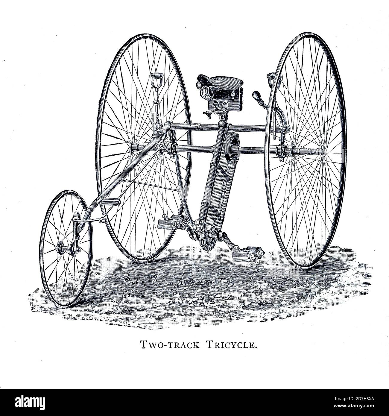 Zweispurdreirad aus Wheels and Wheeling; ein unverzichtbares Handbuch für Radfahrer, mit über zweihundert Illustrationen von Porter, Luther Henry. Publ Stockfoto