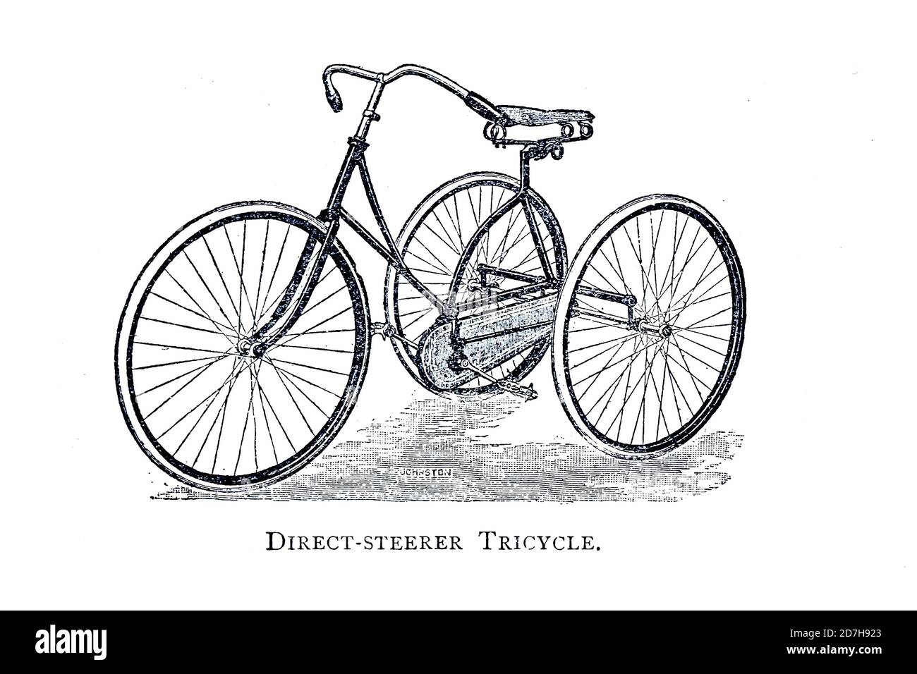 Direct Steerer Tricycle aus Wheels and Wheeling; ein unverzichtbares Handbuch für Radfahrer, mit über zweihundert Illustrationen von Porter, Luther Henry. Stockfoto