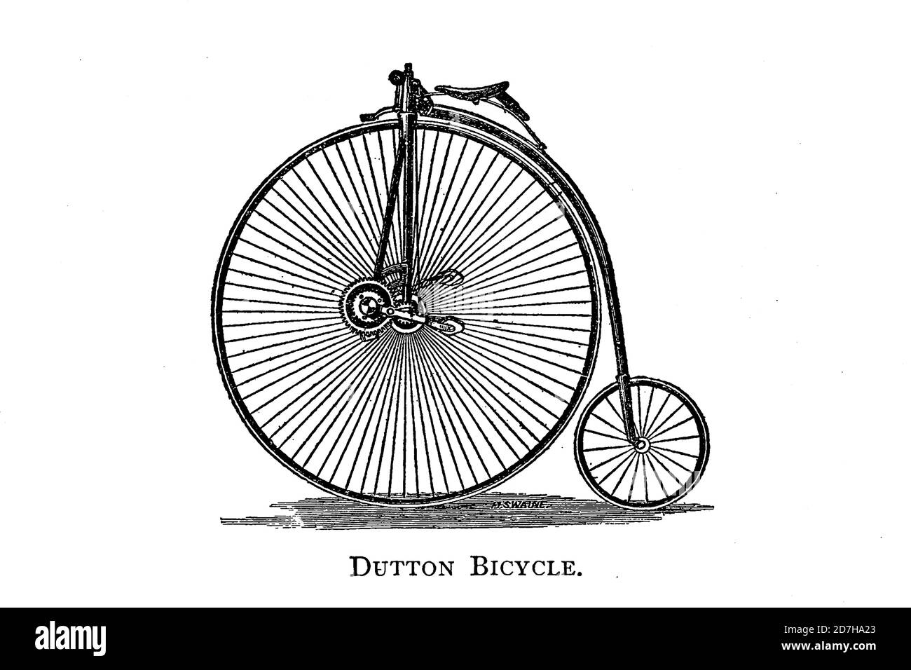 Dutton Bicycle ein Hochrad mit einem Verzahnungsmechanismus am Vorderrad von Wheels and Wheeling; ein unverzichtbares Handbuch für Radfahrer, mit Stockfoto