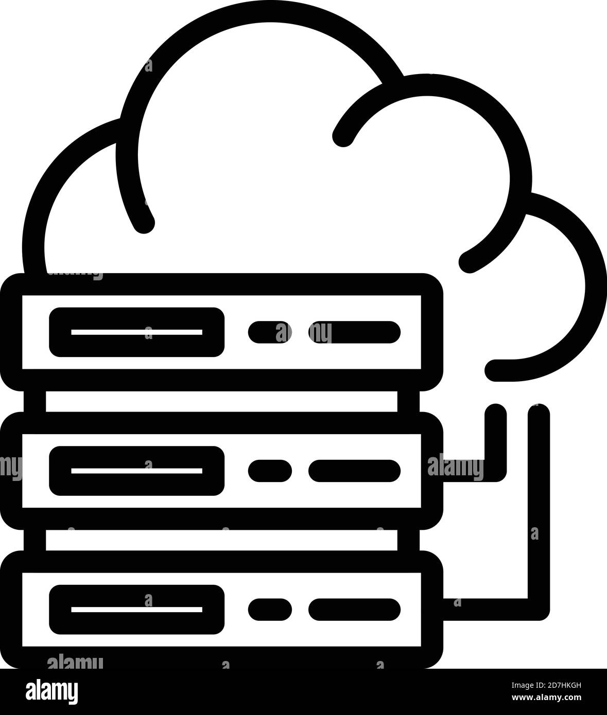 Symbol für die Cloud der Serverdaten. Gliederung Server Daten Cloud Vektor-Symbol für Web-Design isoliert auf weißem Hintergrund Stock Vektor
