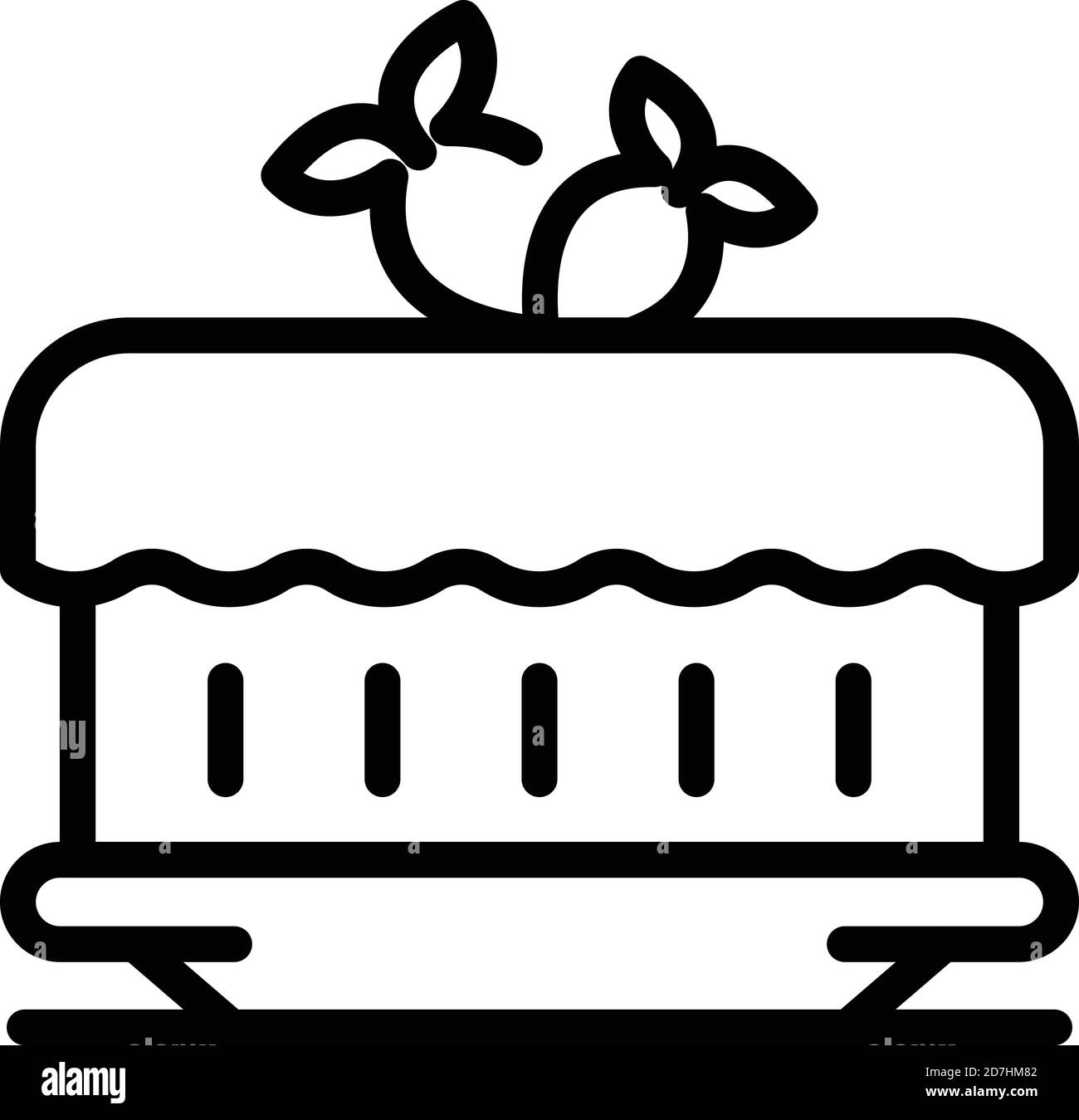 Erdbeersahnetorte-Symbol. Outline Erdbeere Sahne Kuchen Vektor-Symbol für Web-Design isoliert auf weißem Hintergrund Stock Vektor
