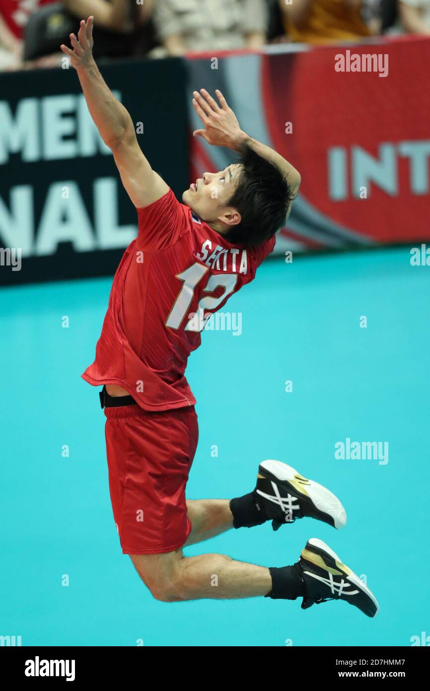 Masahiro Sekita aus Japan beim Volleyball International Freundschaftsspiel zwischen Japan und Kanada in der Aoyama Gakuin University Memorial Hall in Tokyo, Japan am 4. August 2020. Quelle: Blue/AFLO/Alamy Live News Stockfoto