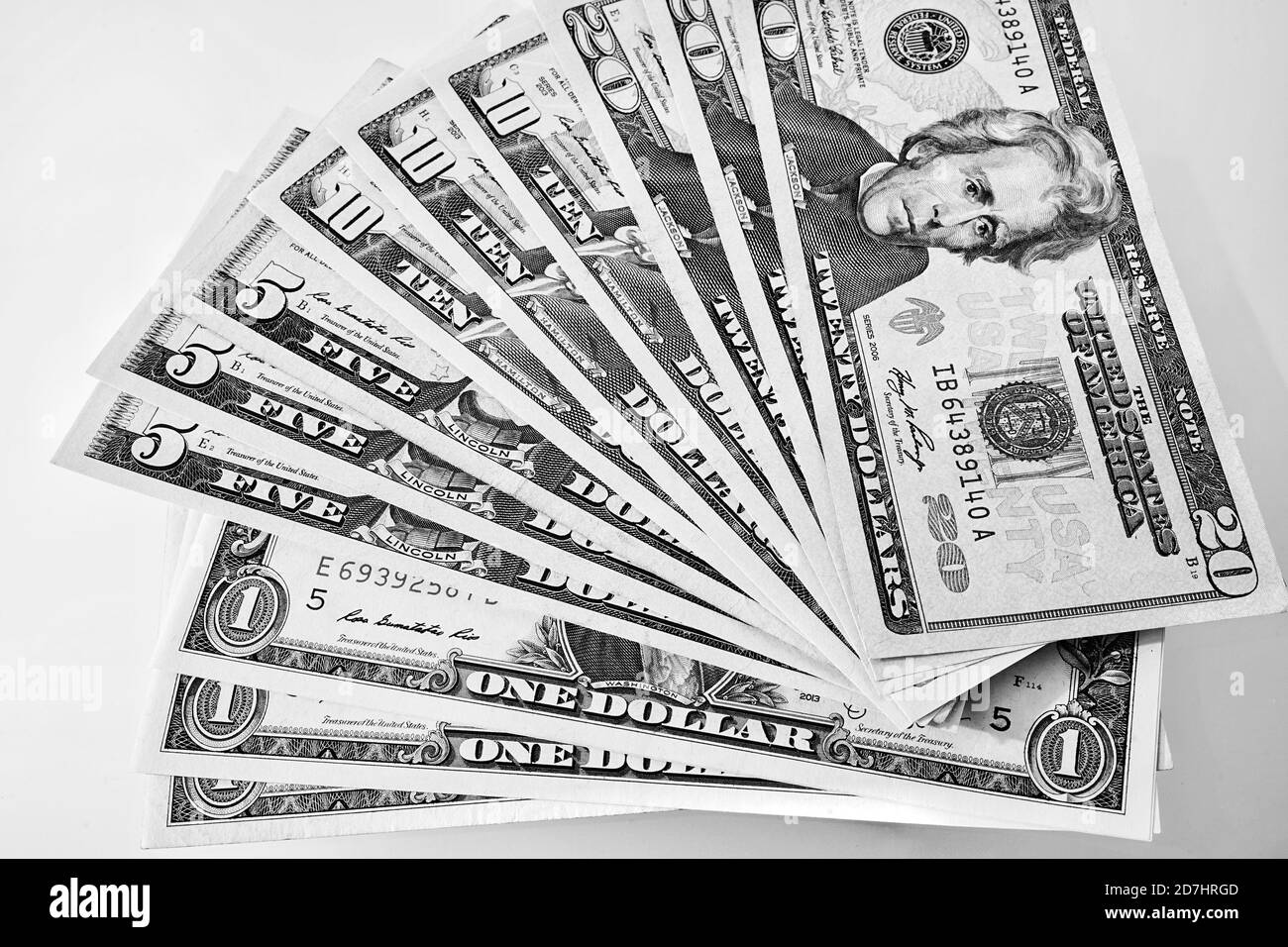 Bankscheine der US-amerikanischen Währung Dollar - US-Währung Stockfoto