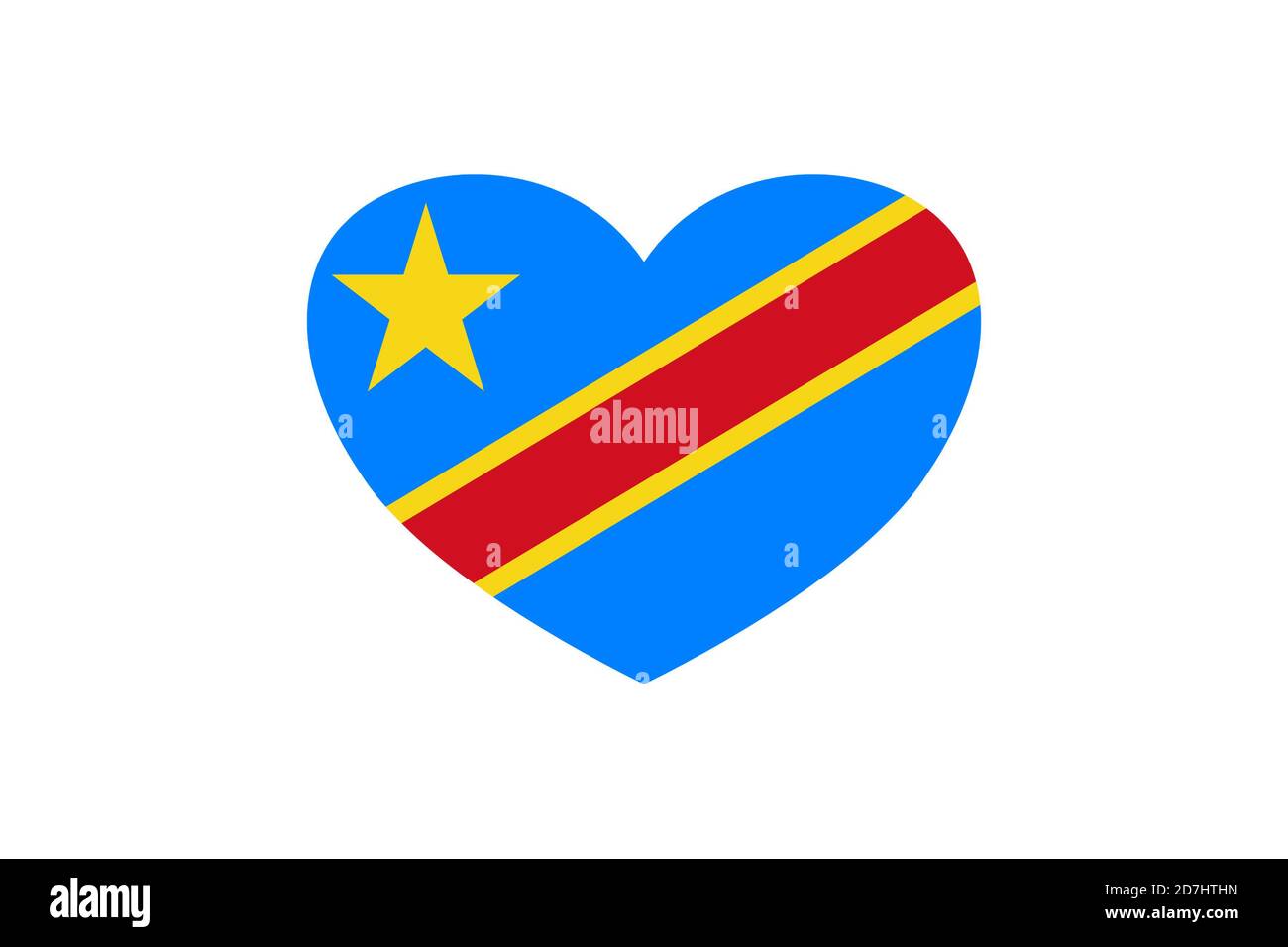 Demokratische Republik Kongo Flagge in Herzform. Isoliert auf weißem Hintergrund. Stockfoto