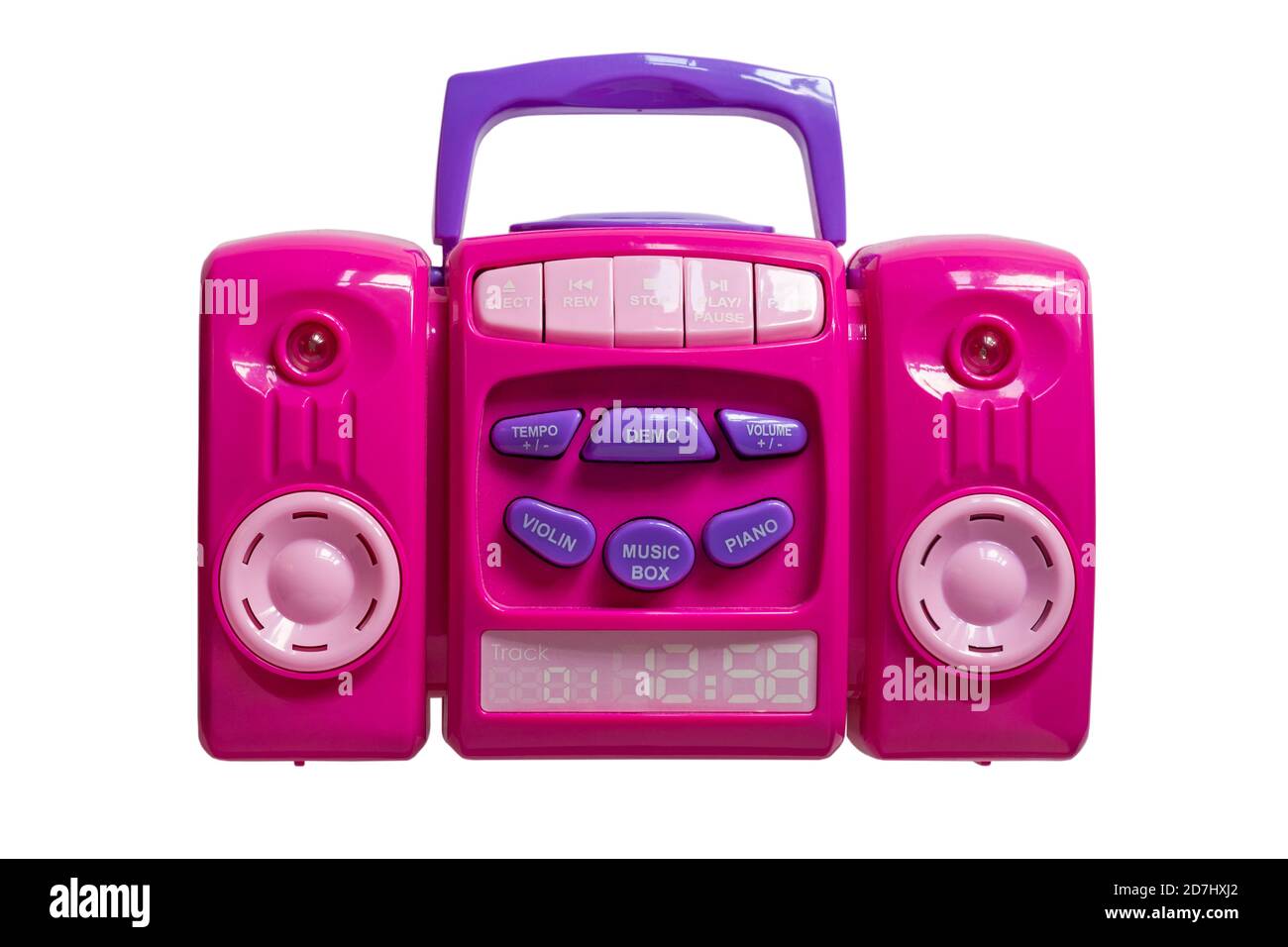 Chad Valley CD-Player mit Soundeffekten für Violinpiano Und Musikbox auf weißem Hintergrund isoliert Stockfoto