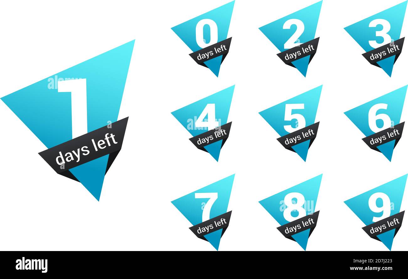 Anzahl der Tage, die noch gezählt werden. Tage für Promotion, Verkauf, Landing Page, Vorlage, ui, Web, mobile App, Poster, Banner, Flyer. Vektor-Set-Zahl Countdown 0 bis 9 Stock Vektor