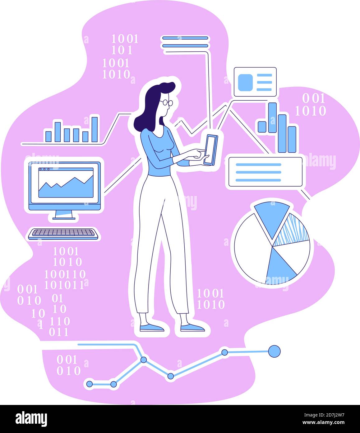 Data Scientist Thin-Line-Konzept Vektor-Illustration Stock Vektor