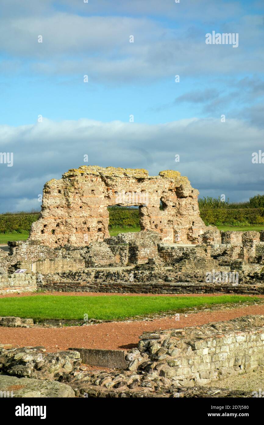 Römische Überreste von Wroxeter, Viroconium Cornoviorum, die viertgrößte Stadt in römischem Britannien, etwas außerhalb Shrewsbury in Shropshire England Stockfoto