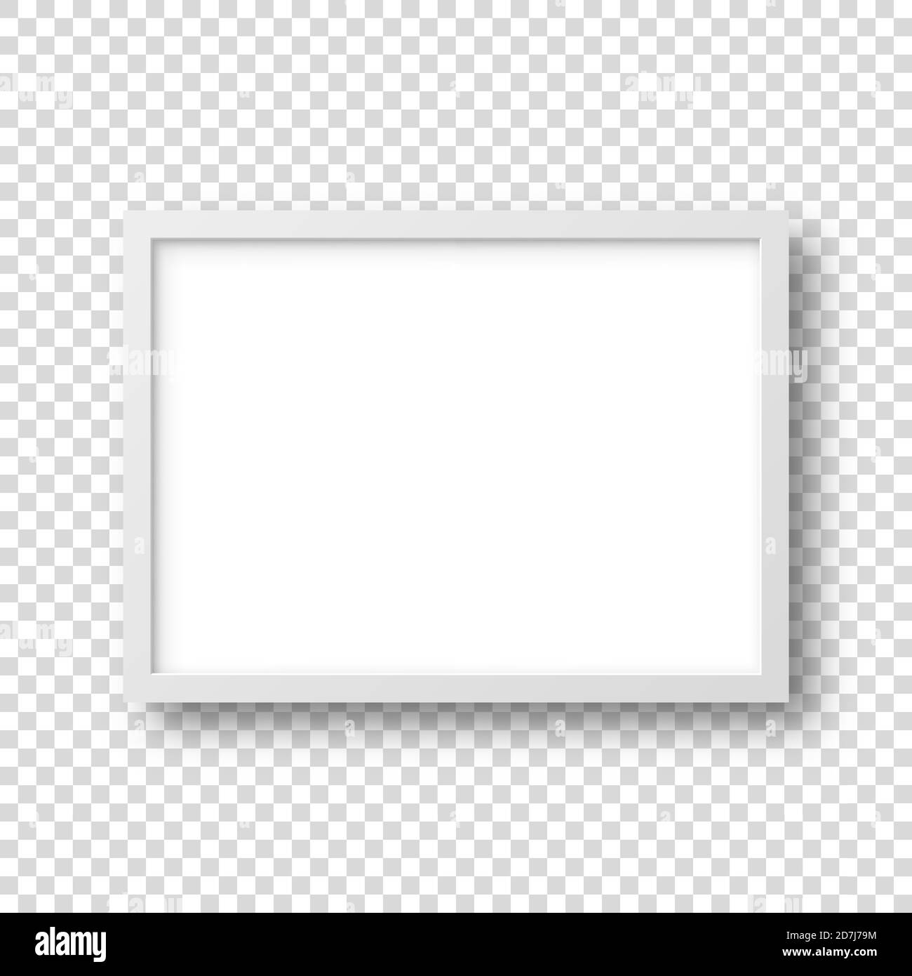 Realistischer Bilderrahmen isoliert auf transparentem Hintergrund. Leeres Postermockup. Leerer Fotorahmen. Vektorgrafik. Stock Vektor